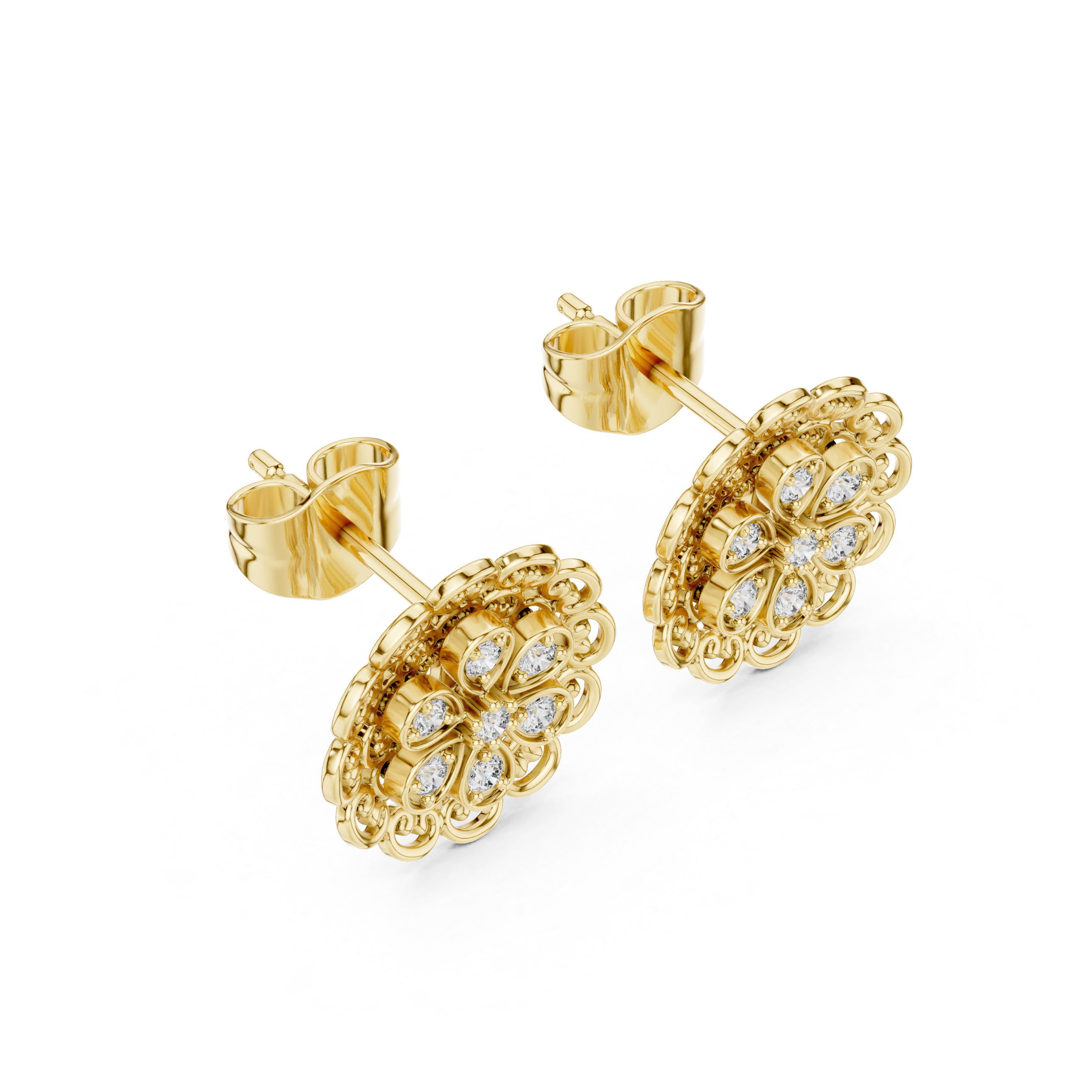 Heirloom Elegance: Rose Gold Flower Stud Earrings