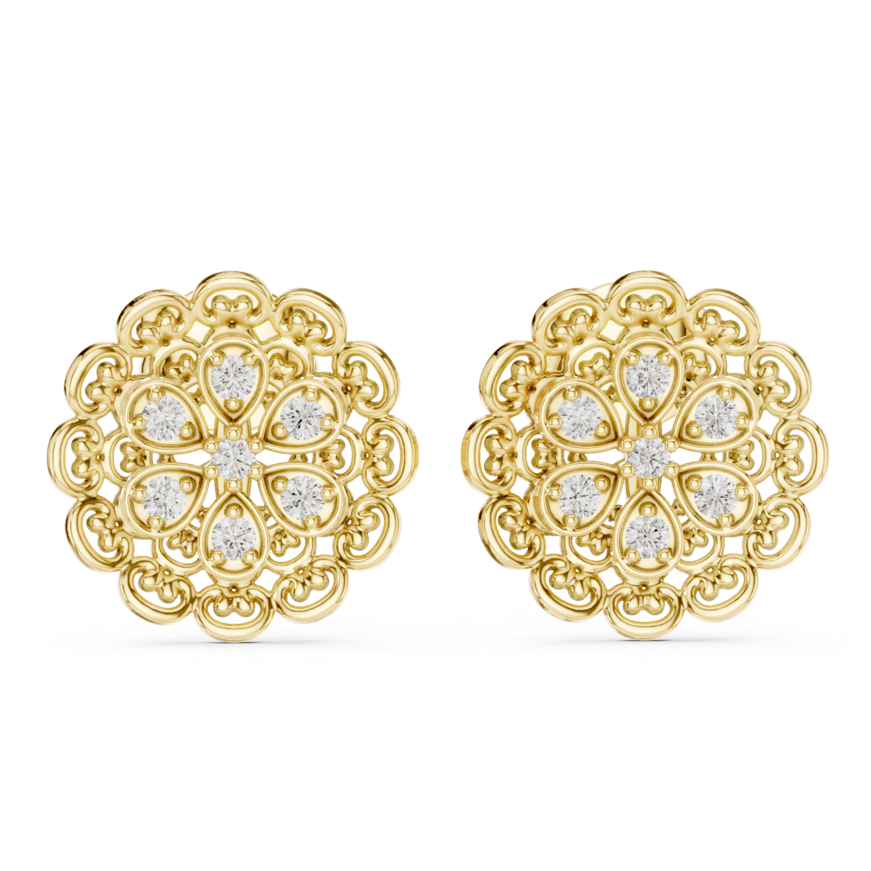 Heirloom Elegance: Rose Gold Flower Stud Earrings