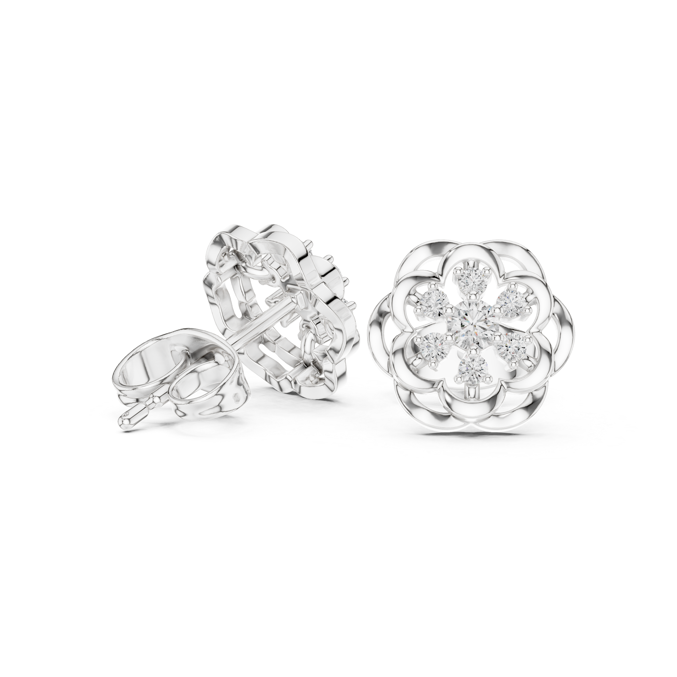 Interwoven Elegance: Rose Gold Diamond Stud Earrings