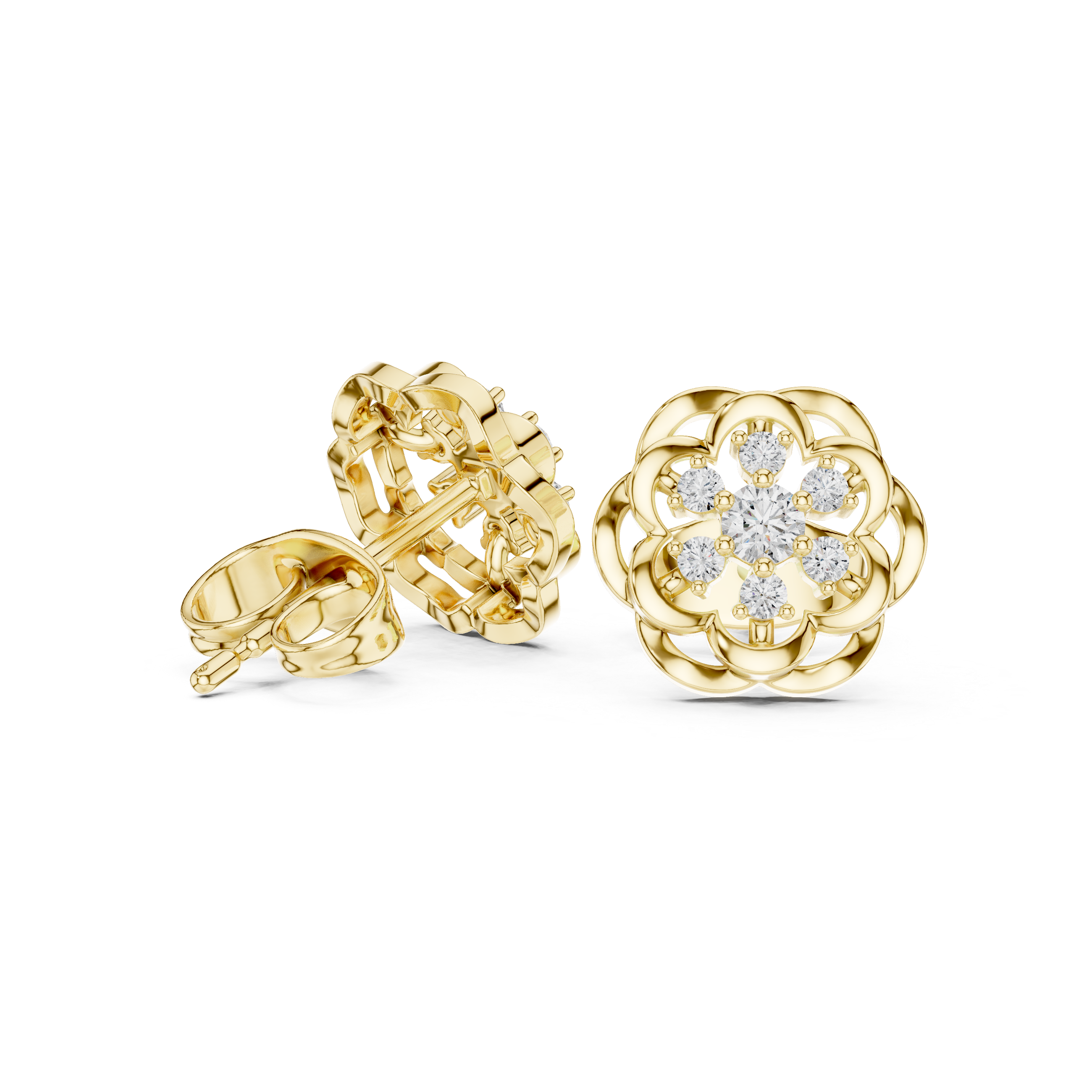 Interwoven Elegance: Rose Gold Diamond Stud Earrings