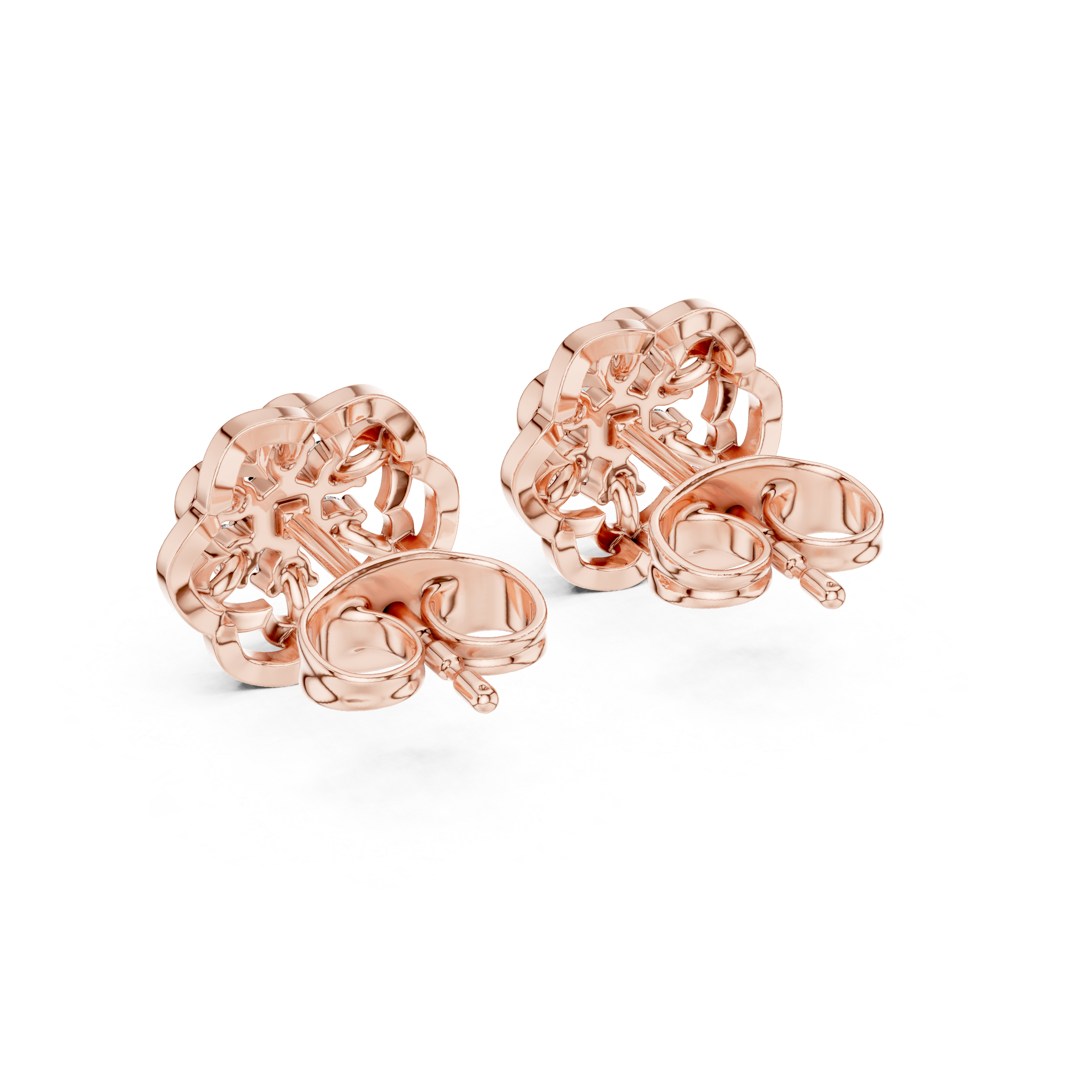 Interwoven Elegance: Rose Gold Diamond Stud Earrings