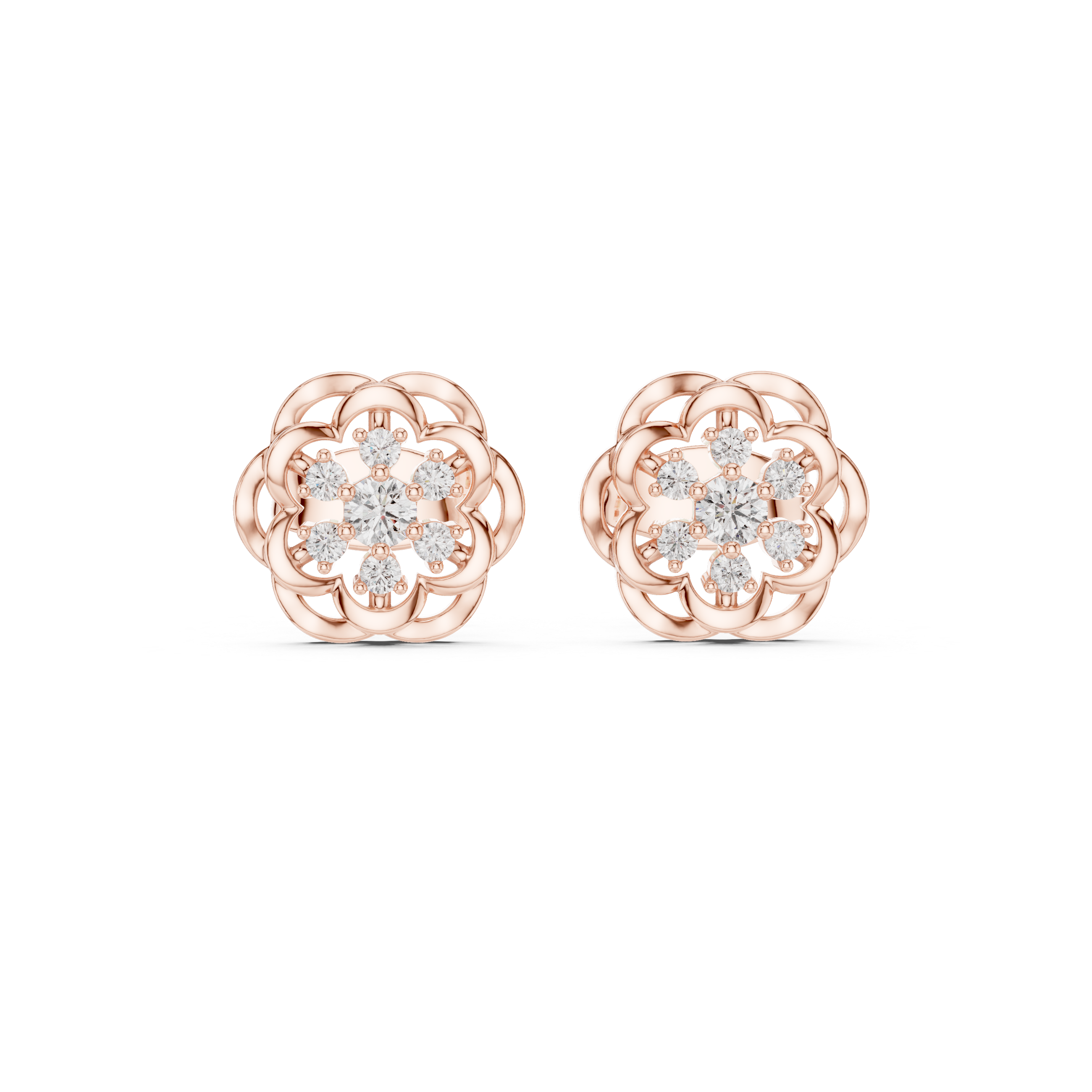 Interwoven Elegance: Rose Gold Diamond Stud Earrings