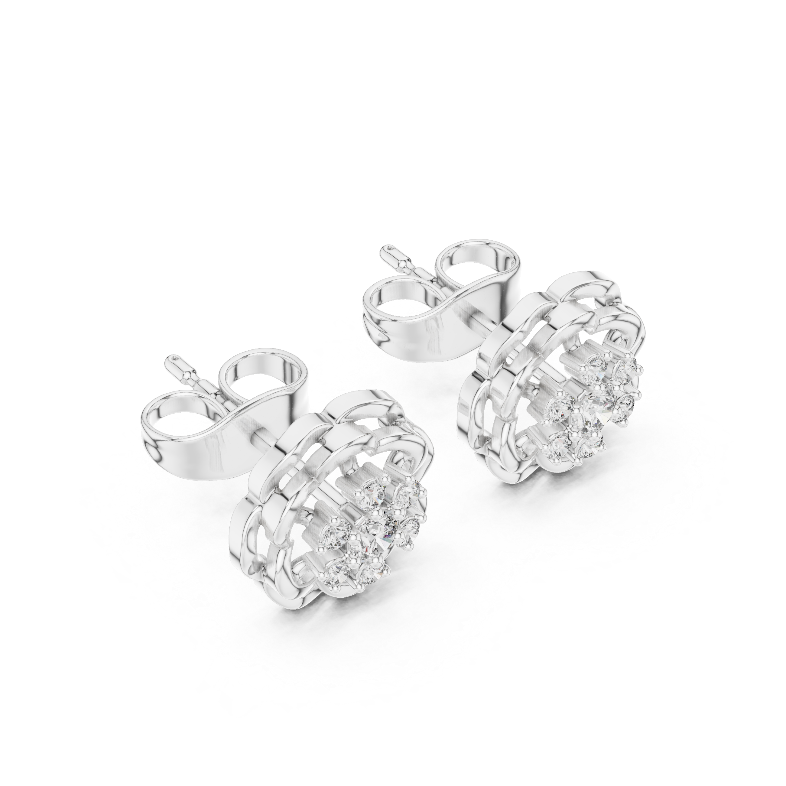Interwoven Elegance: Rose Gold Diamond Stud Earrings
