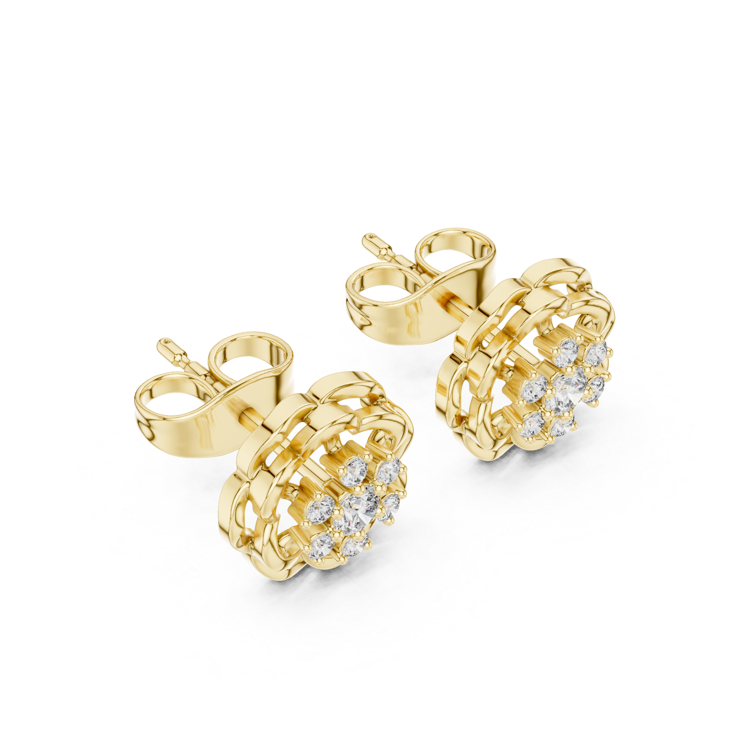 Interwoven Elegance: Rose Gold Diamond Stud Earrings