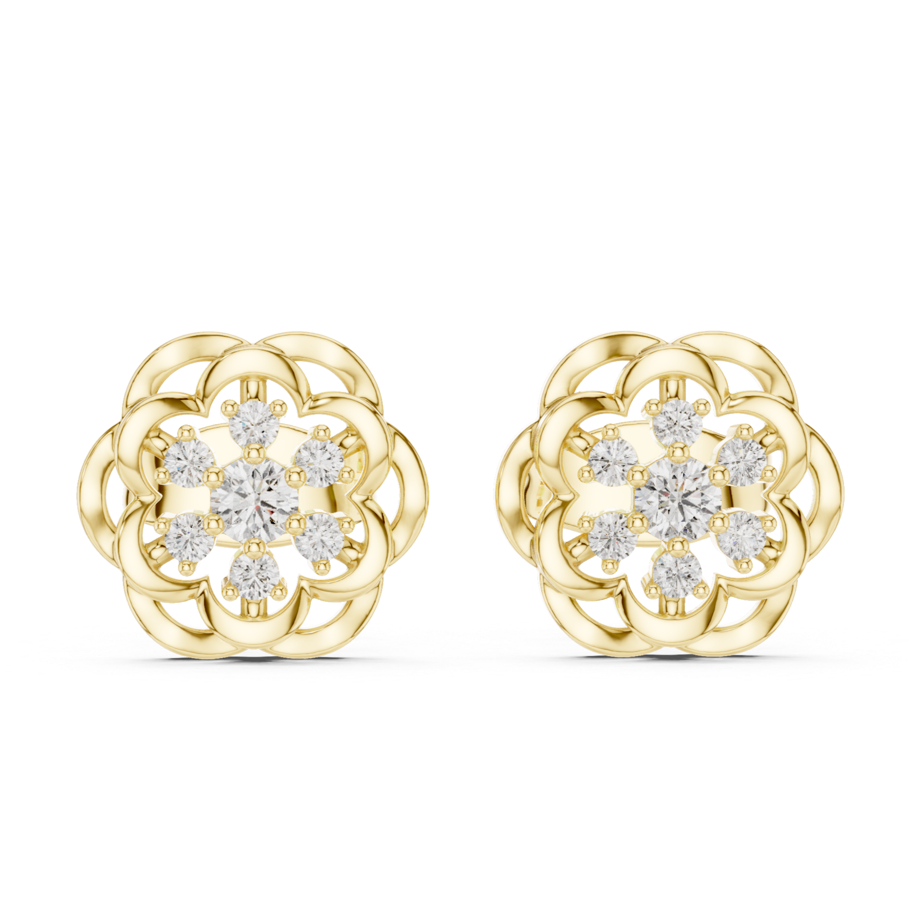 Interwoven Elegance: Rose Gold Diamond Stud Earrings