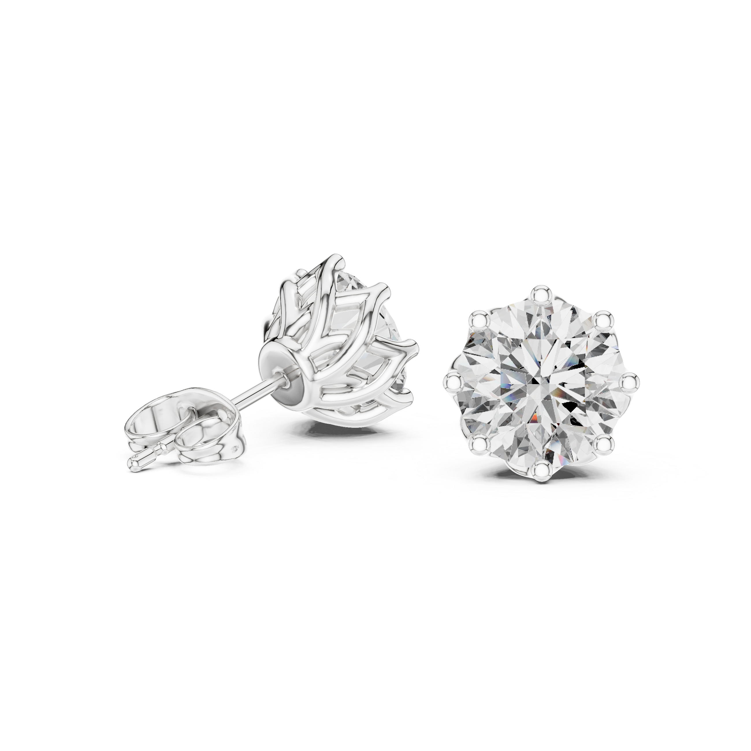 Classic Solitaire Rose Gold Diamond Stud Earrings