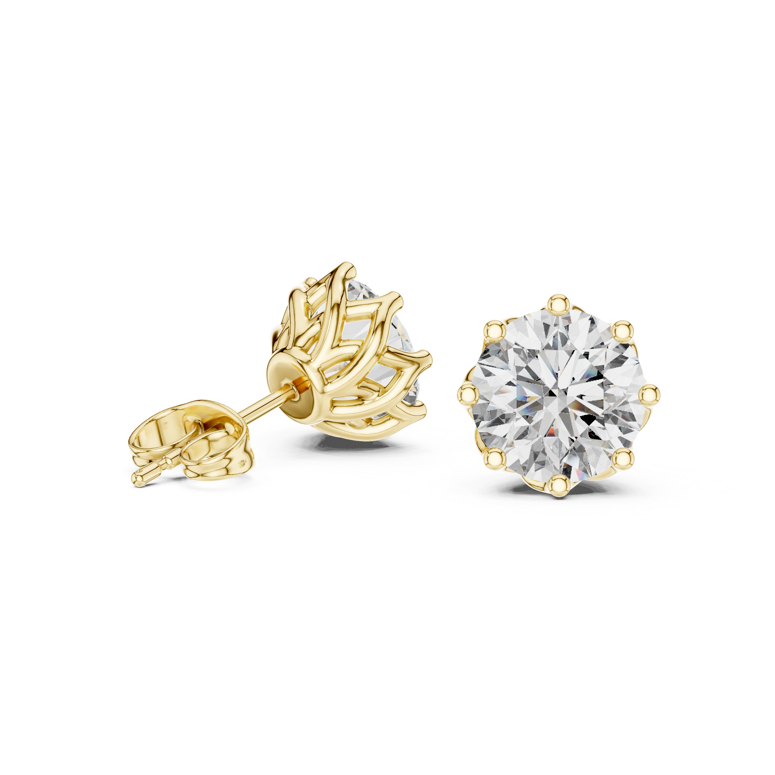 Classic Solitaire Rose Gold Diamond Stud Earrings