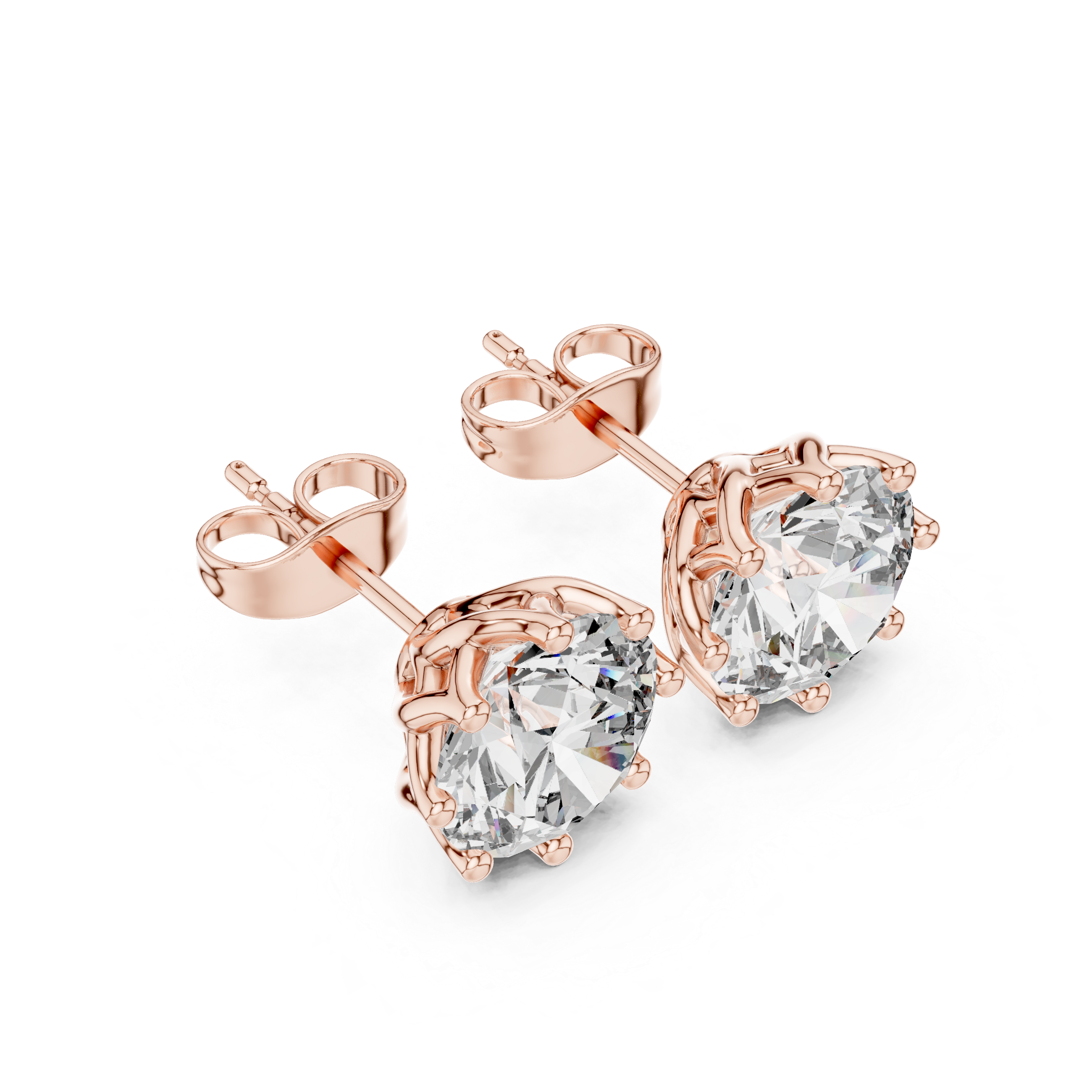 Classic Solitaire Rose Gold Diamond Stud Earrings
