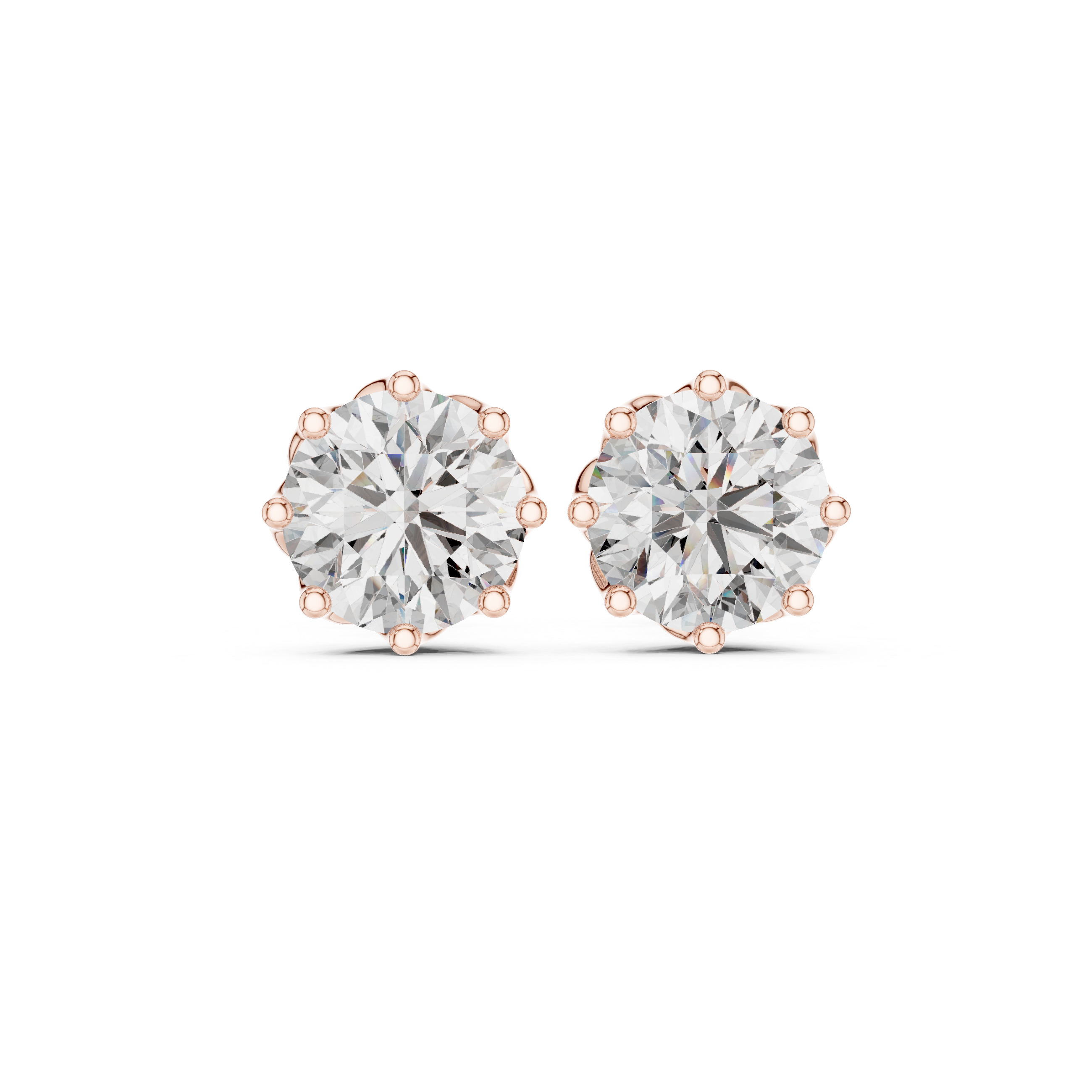 Classic Solitaire Rose Gold Diamond Stud Earrings