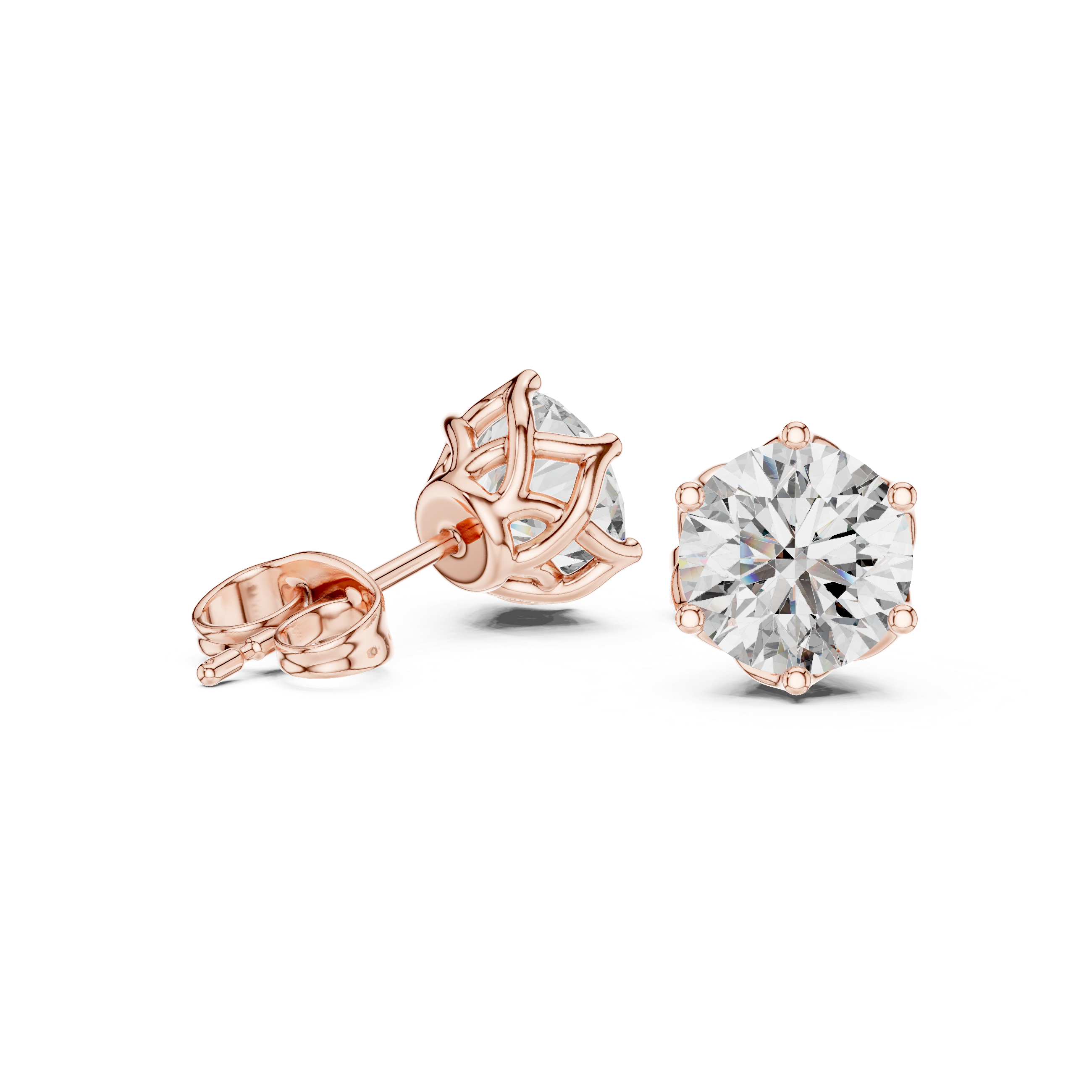 Brilliant Round Diamond Rose Gold Stud Earrings