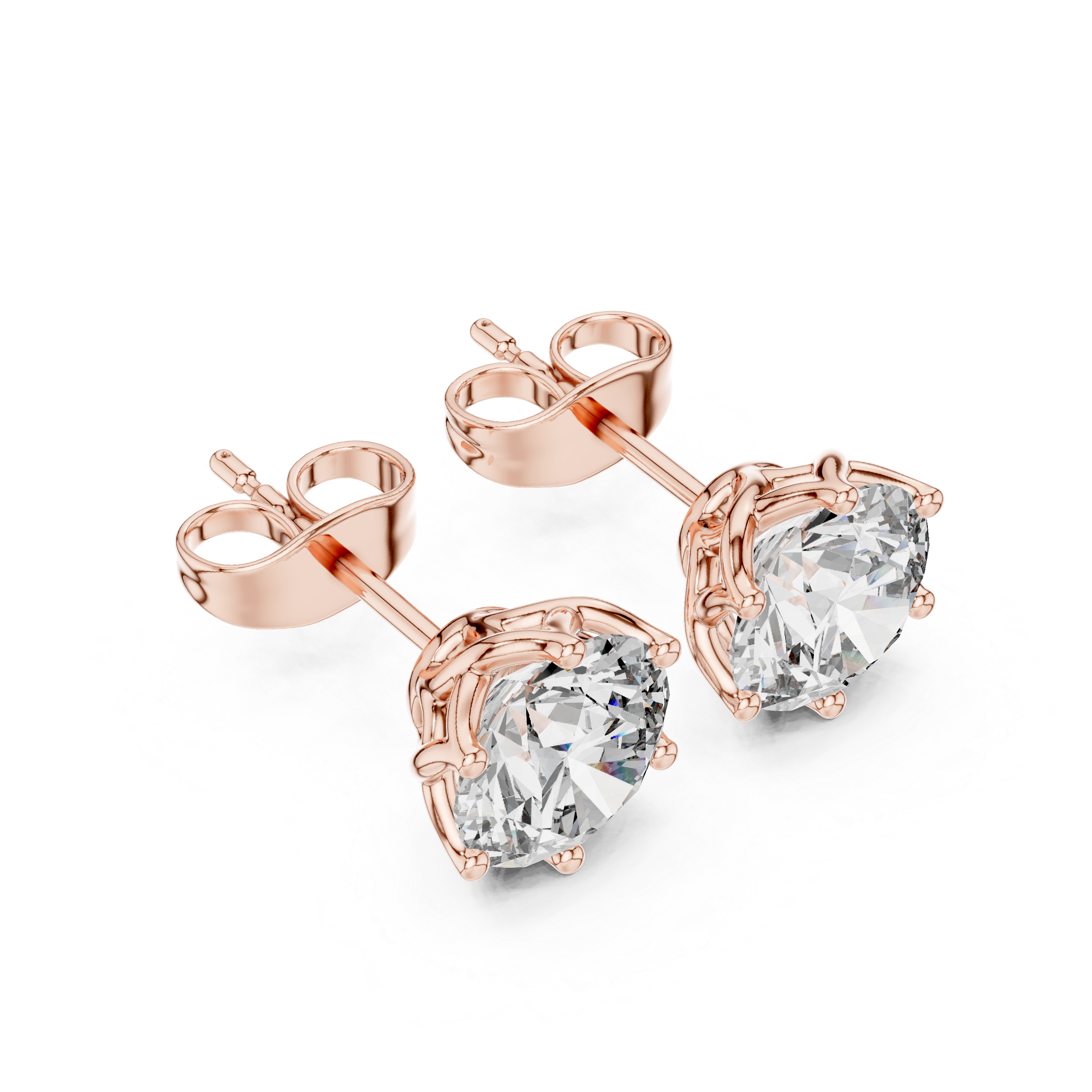 Brilliant Round Diamond Rose Gold Stud Earrings