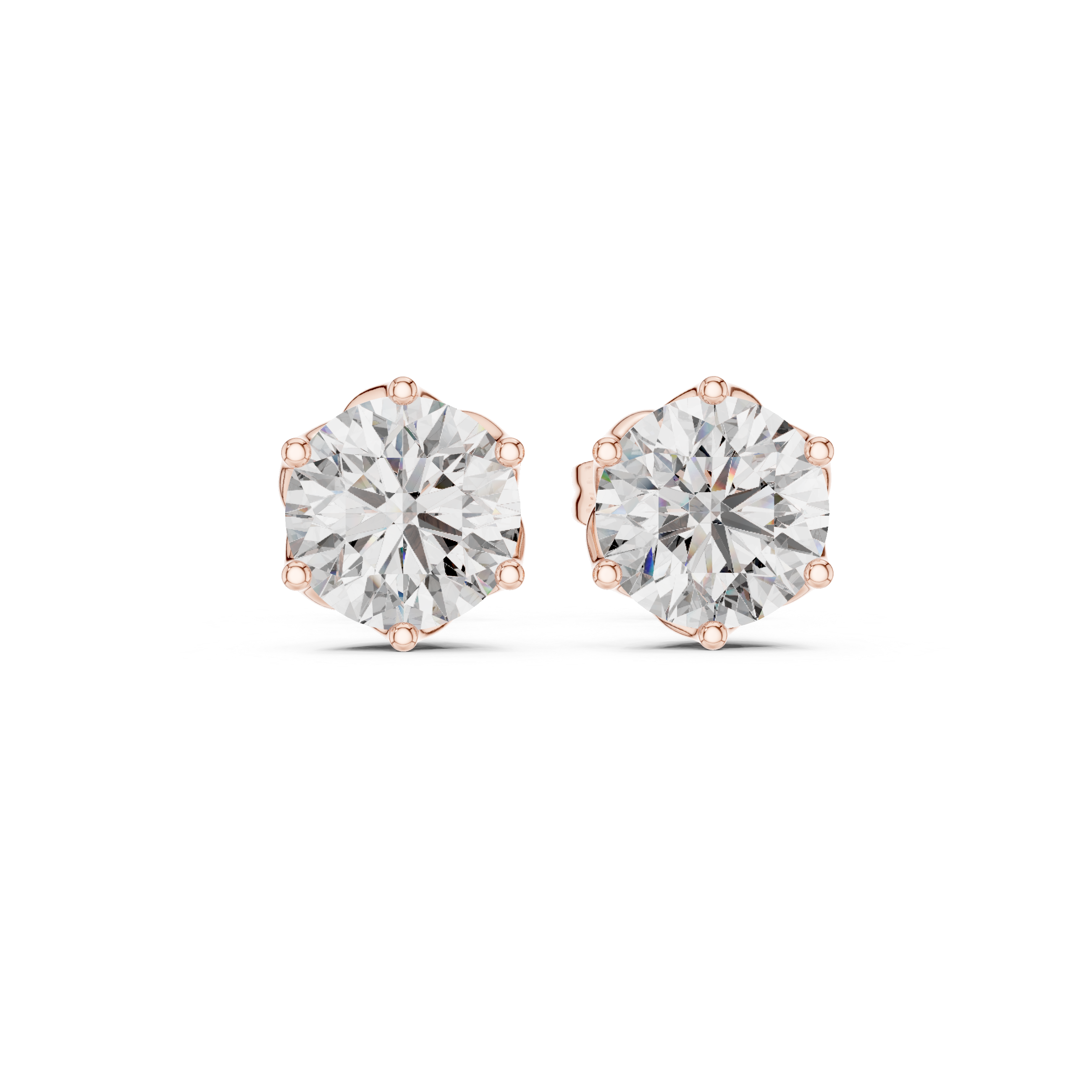 Brilliant Round Diamond Rose Gold Stud Earrings