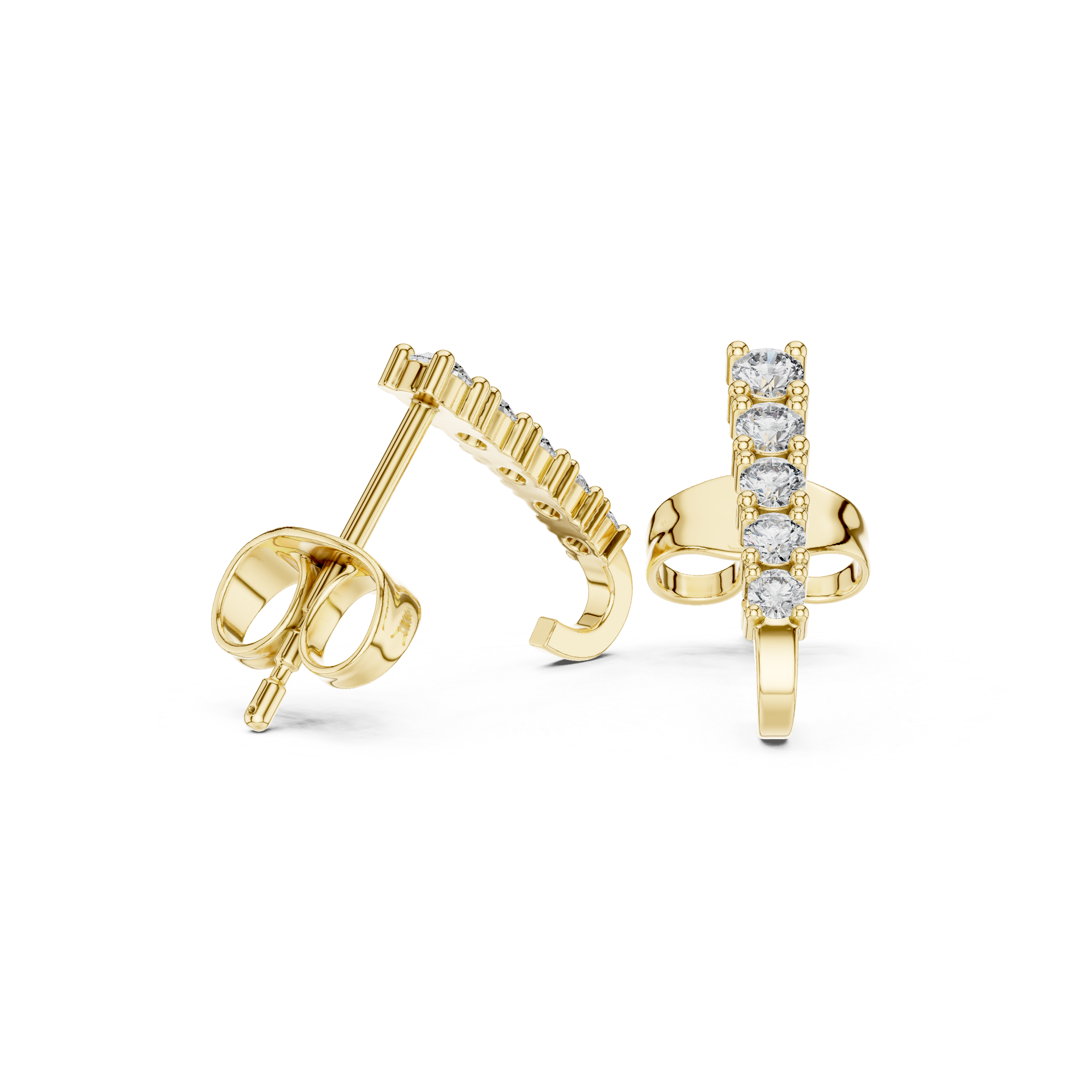 Curved Cascade: Rose Gold Diamond Stud Earrings