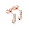 Curved Cascade: Rose Gold Diamond Stud Earrings