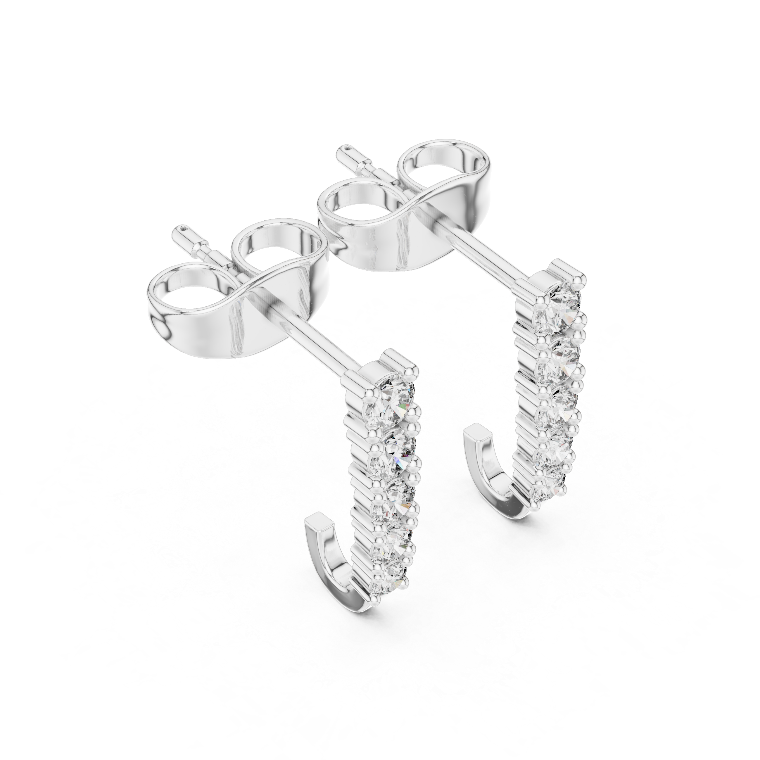Curved Cascade: Rose Gold Diamond Stud Earrings