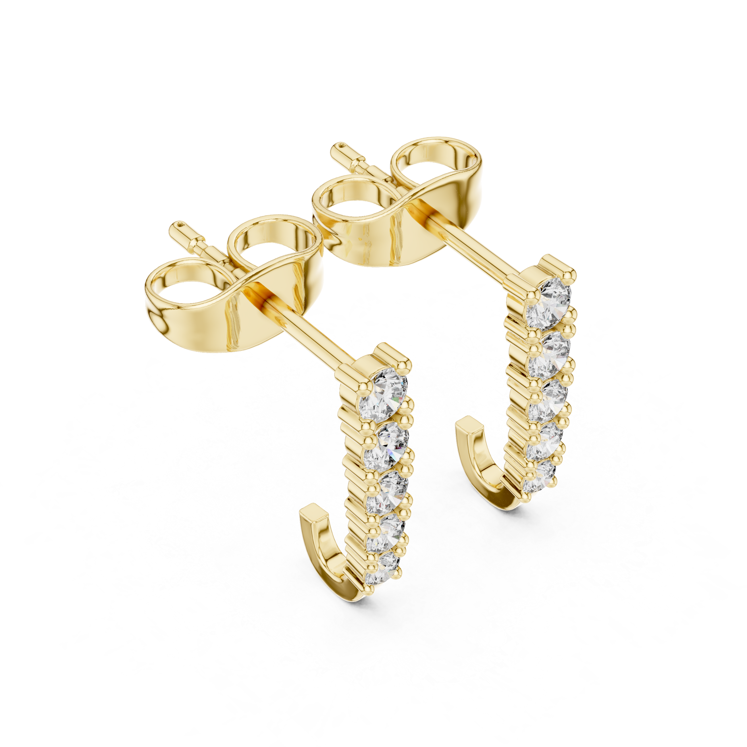 Curved Cascade: Rose Gold Diamond Stud Earrings