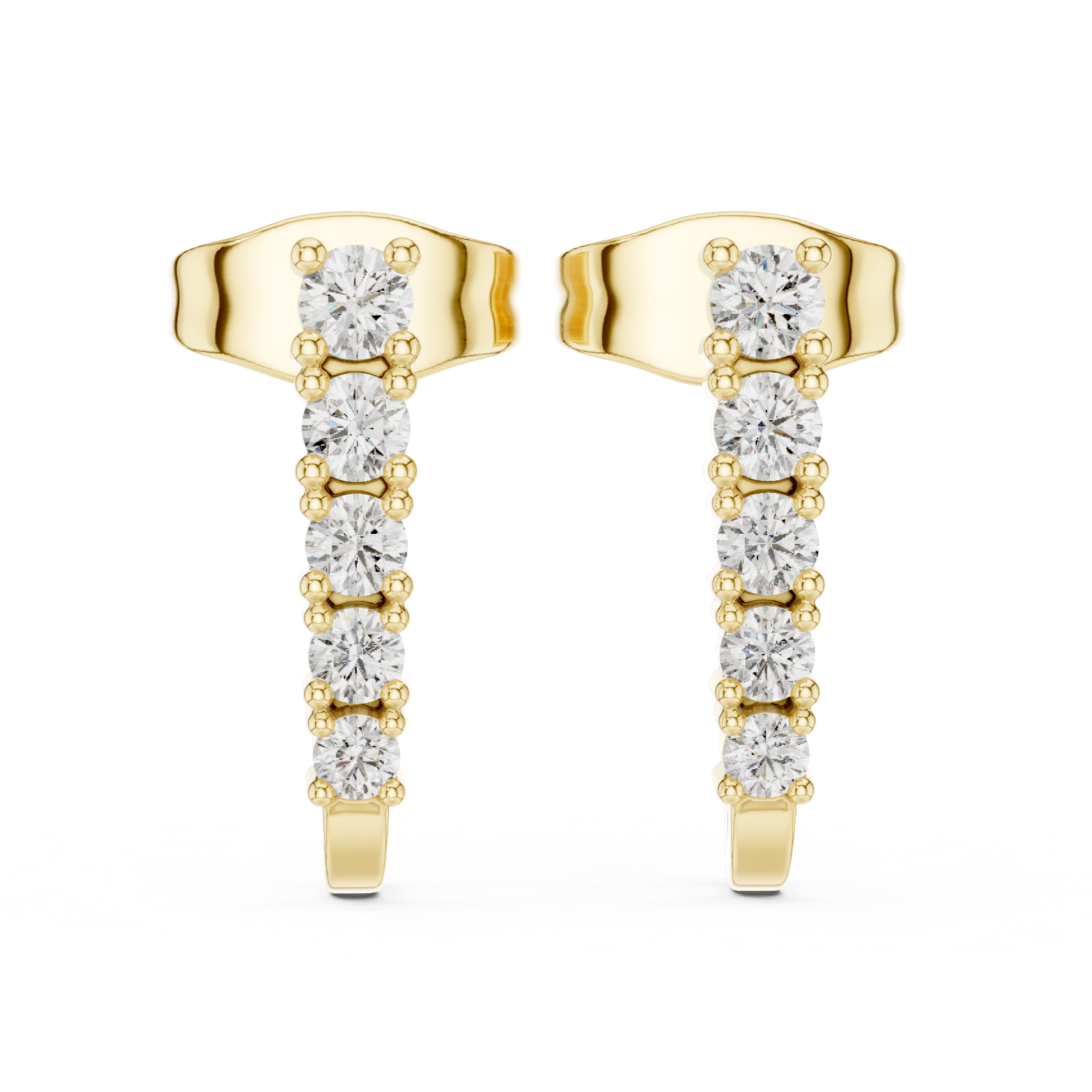 Curved Cascade: Rose Gold Diamond Stud Earrings