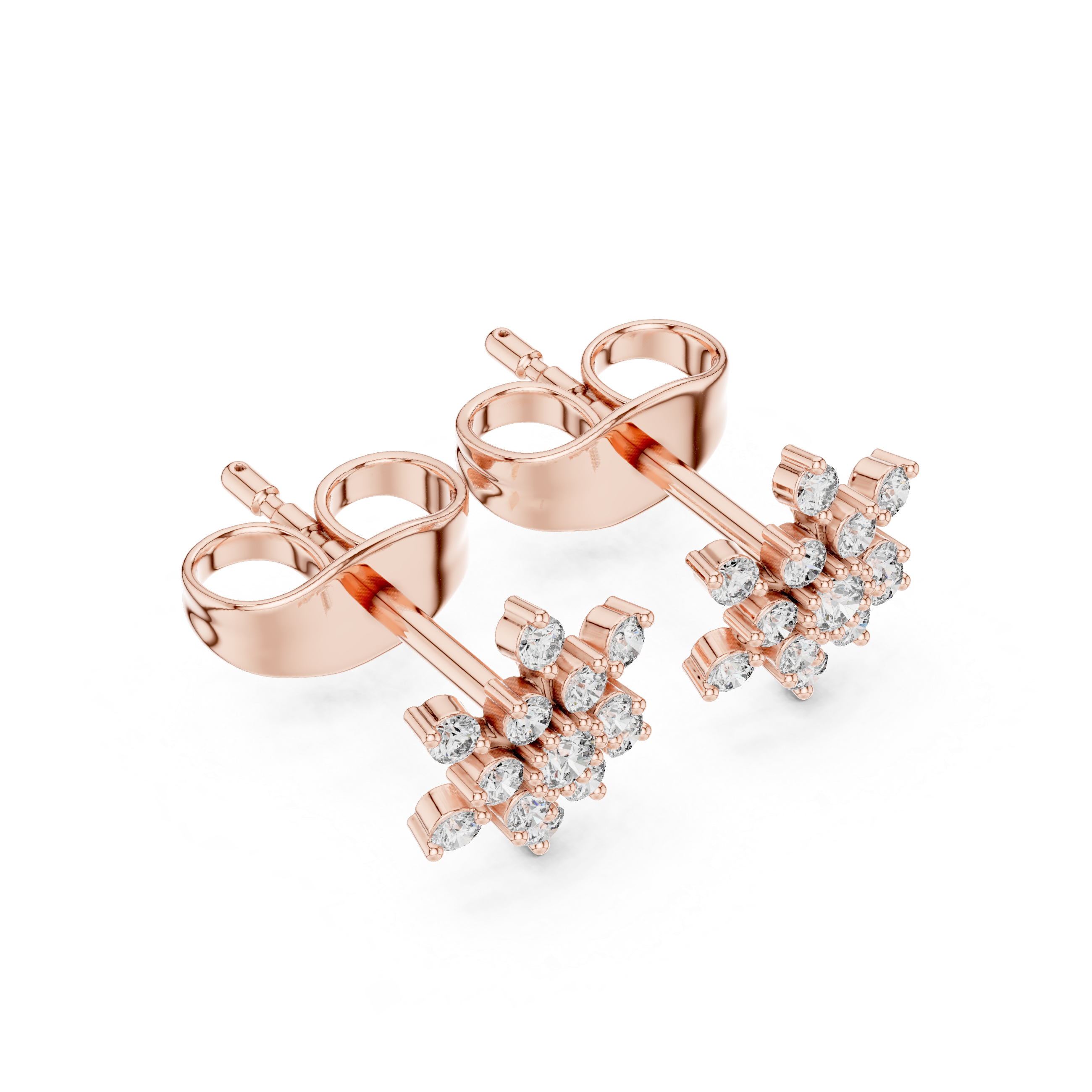 Earrings with Clustered Diamond Cross Design