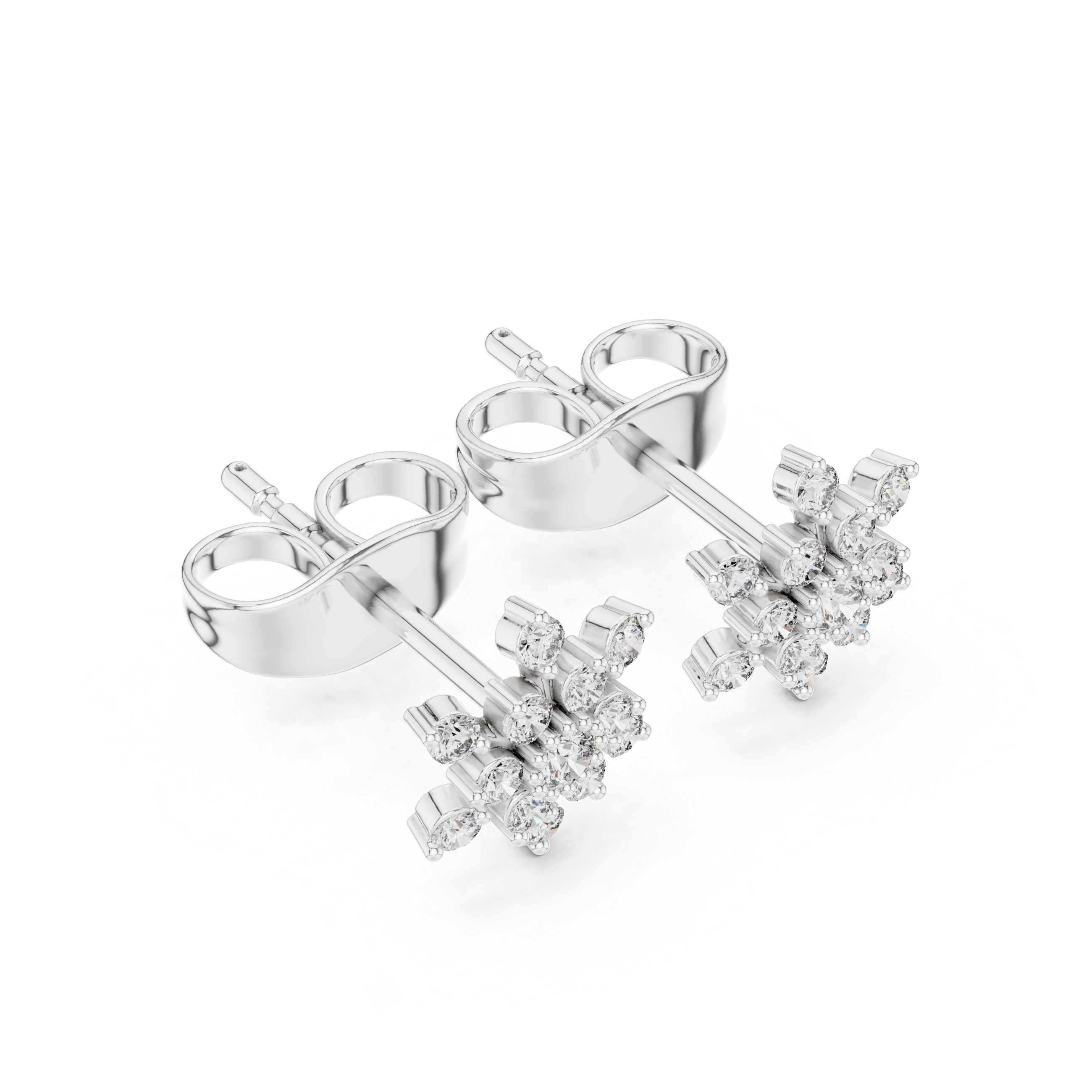 Earrings with Clustered Diamond Cross Design