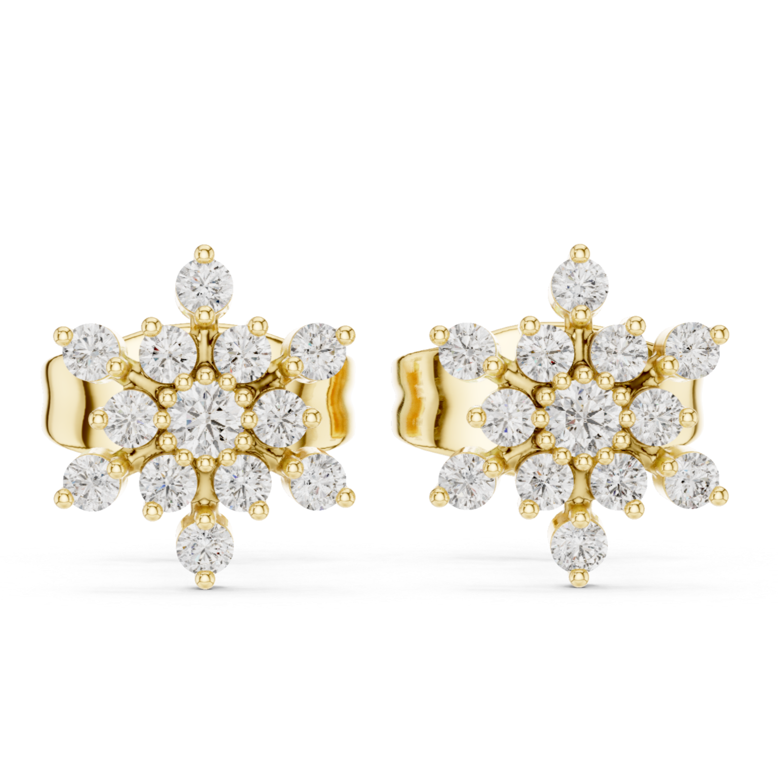 Earrings with Clustered Diamond Cross Design