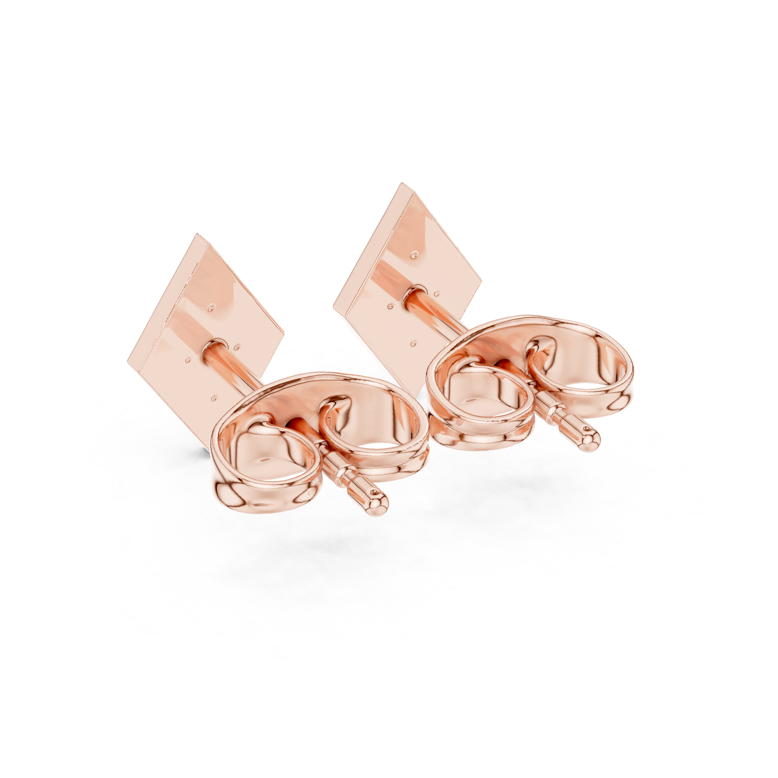 Stud Earrings with Diamond-Set Rectangular Design