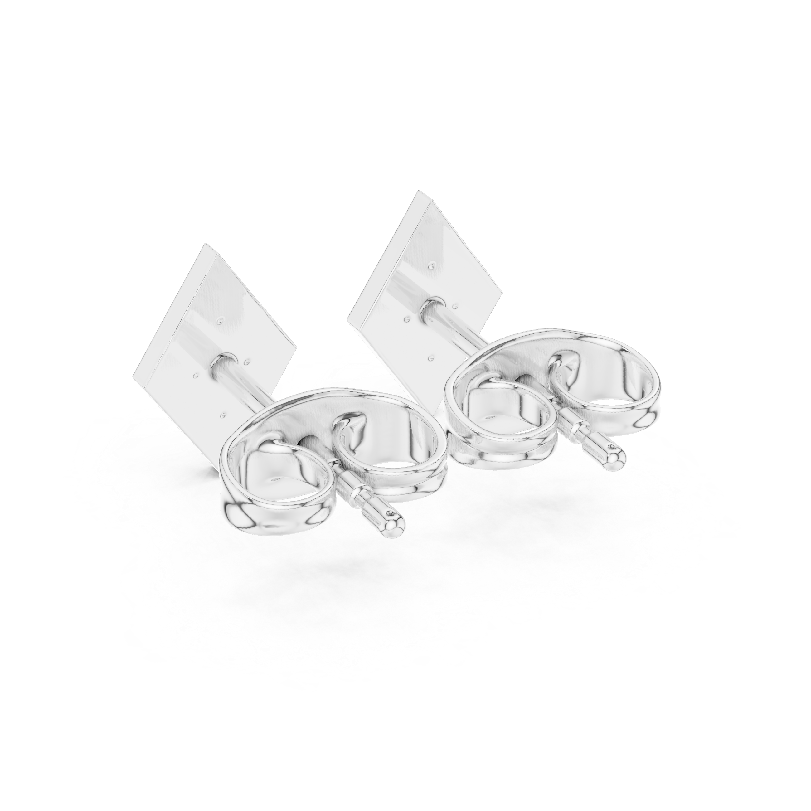 Stud Earrings with Diamond-Set Rectangular Design