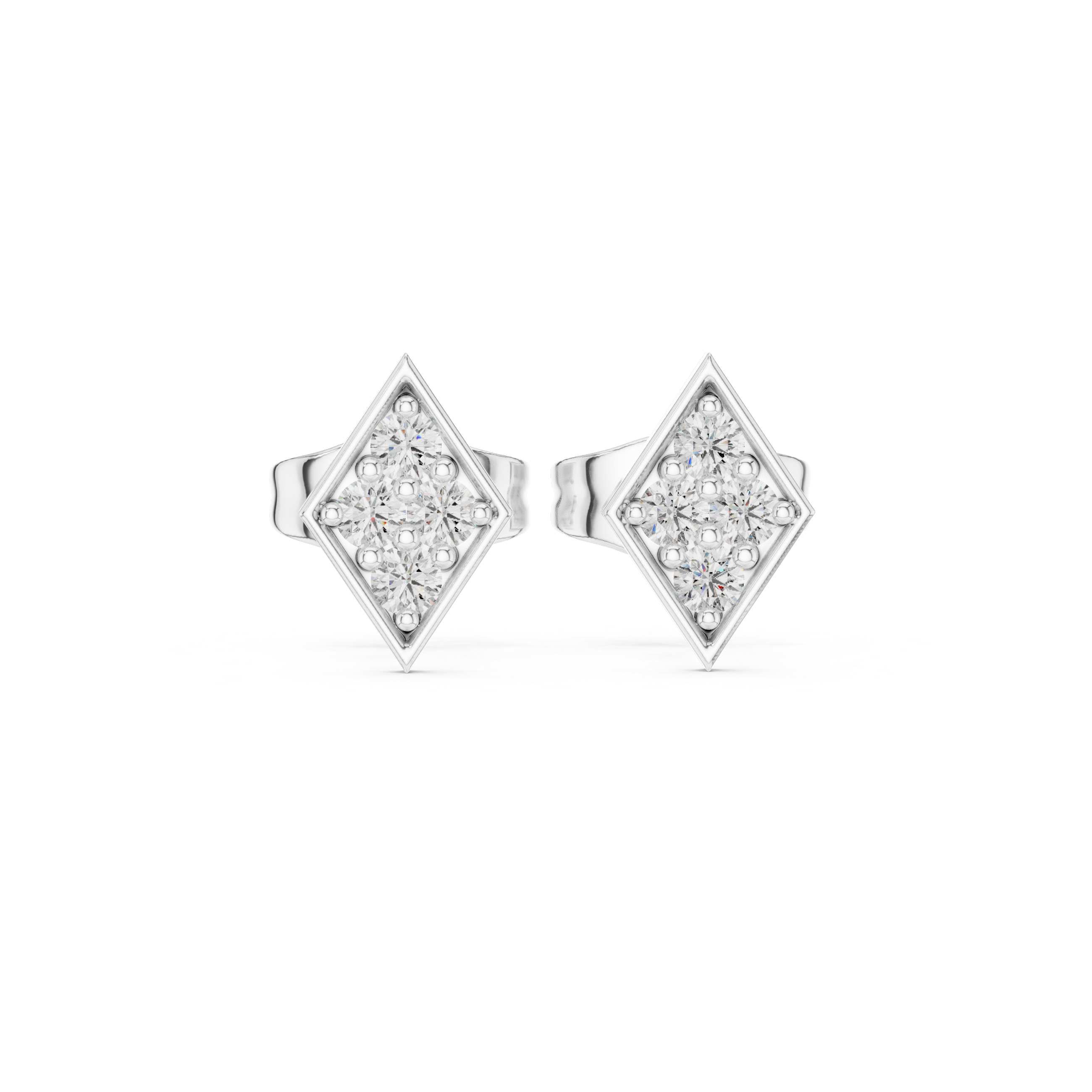 Stud Earrings with Diamond-Set Rectangular Design