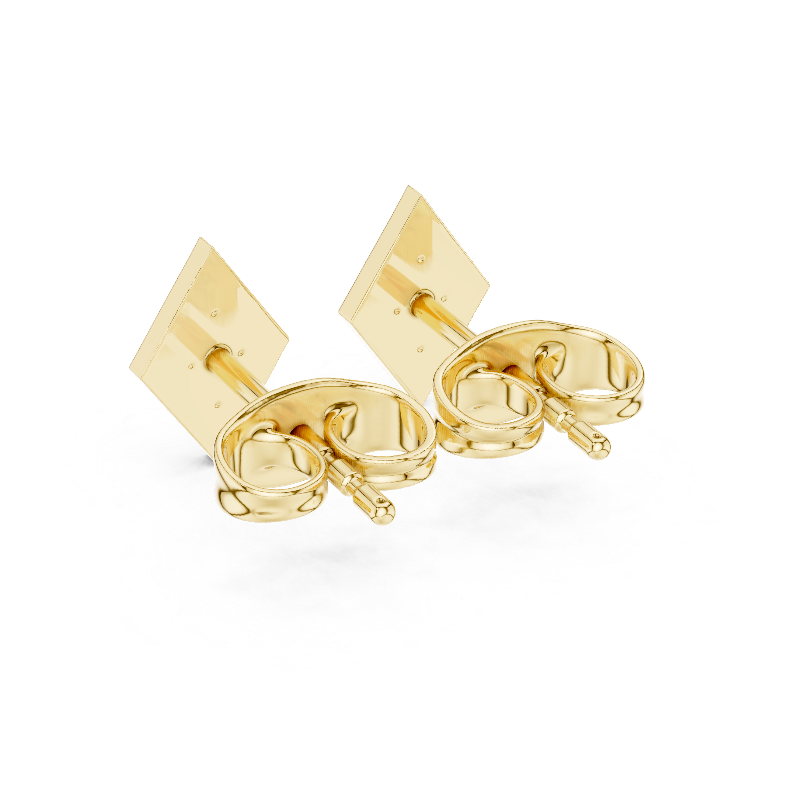 Stud Earrings with Diamond-Set Rectangular Design