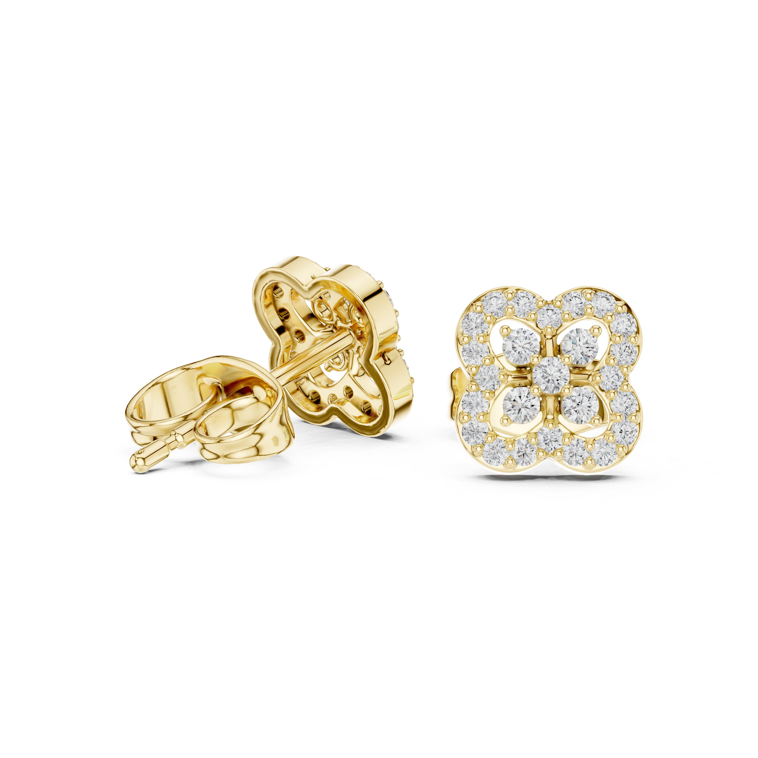 Earrings with Double-Looped Diamond Halo Design