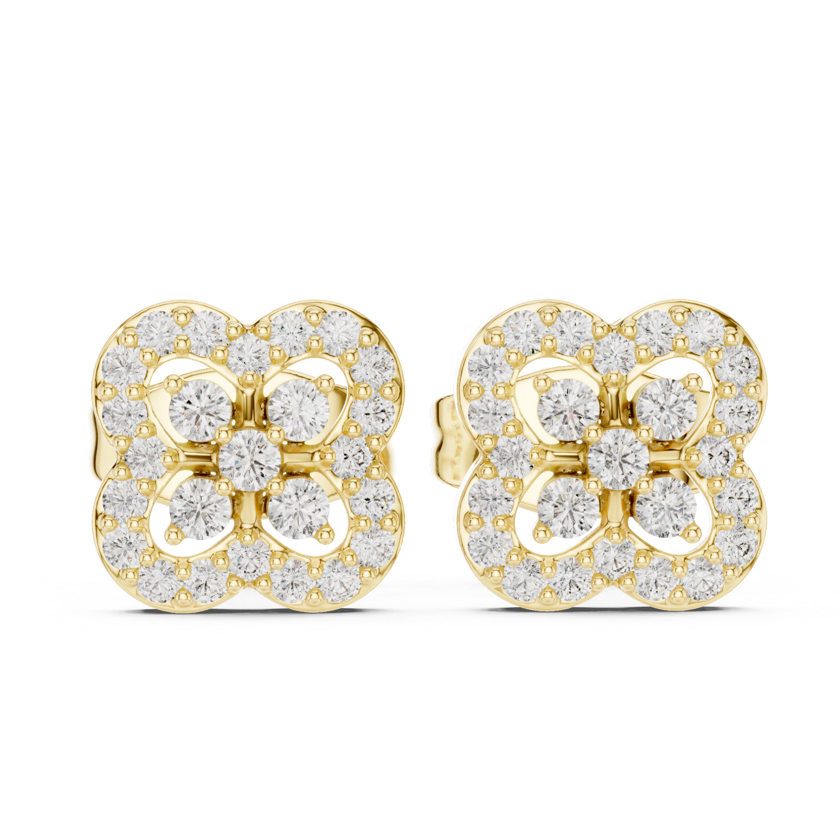 Earrings with Double-Looped Diamond Halo Design