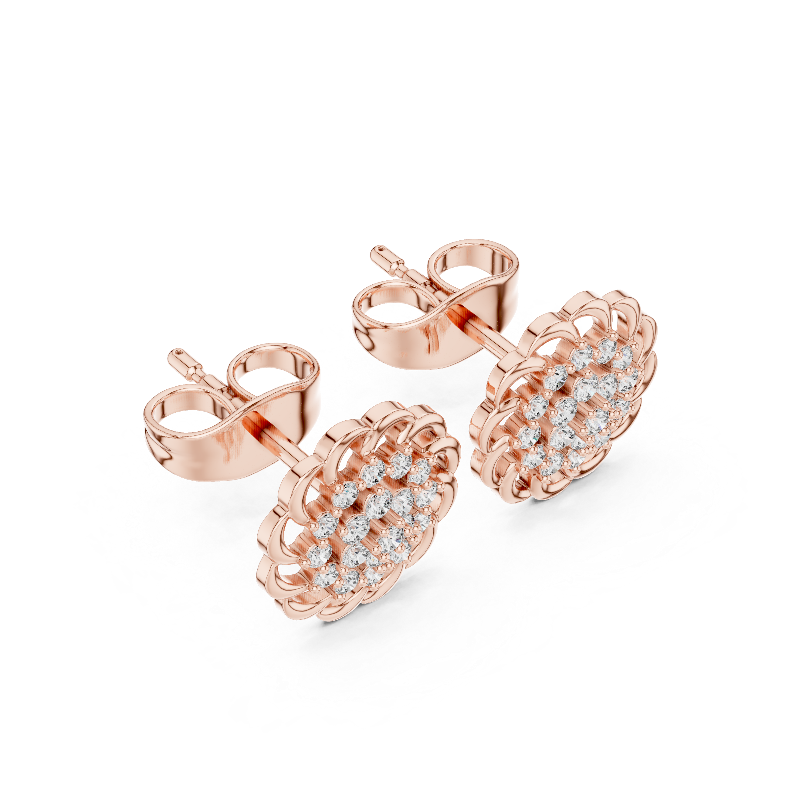 Earrings with Floral-Inspired Diamond Cluster Design