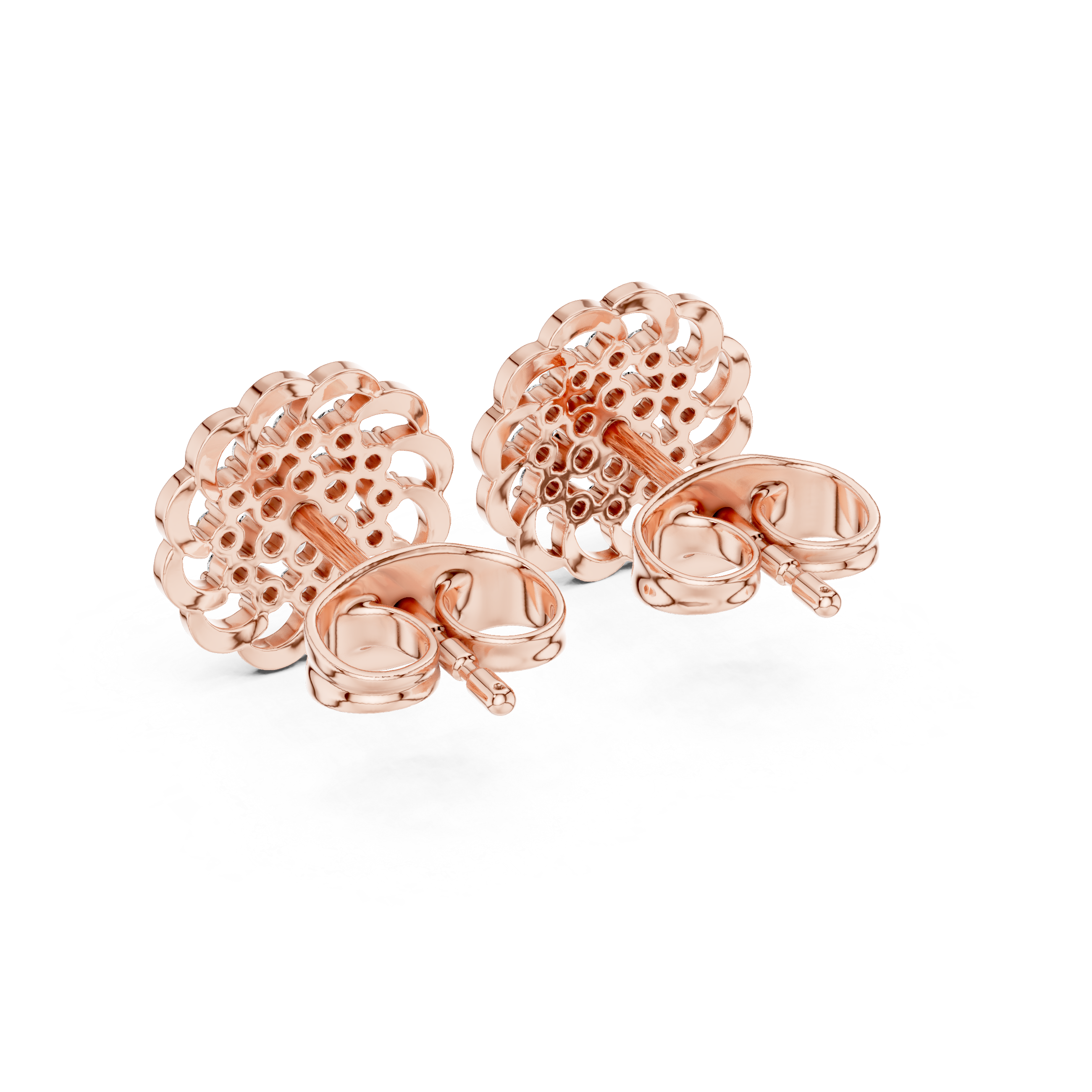 Earrings with Floral-Inspired Diamond Cluster Design