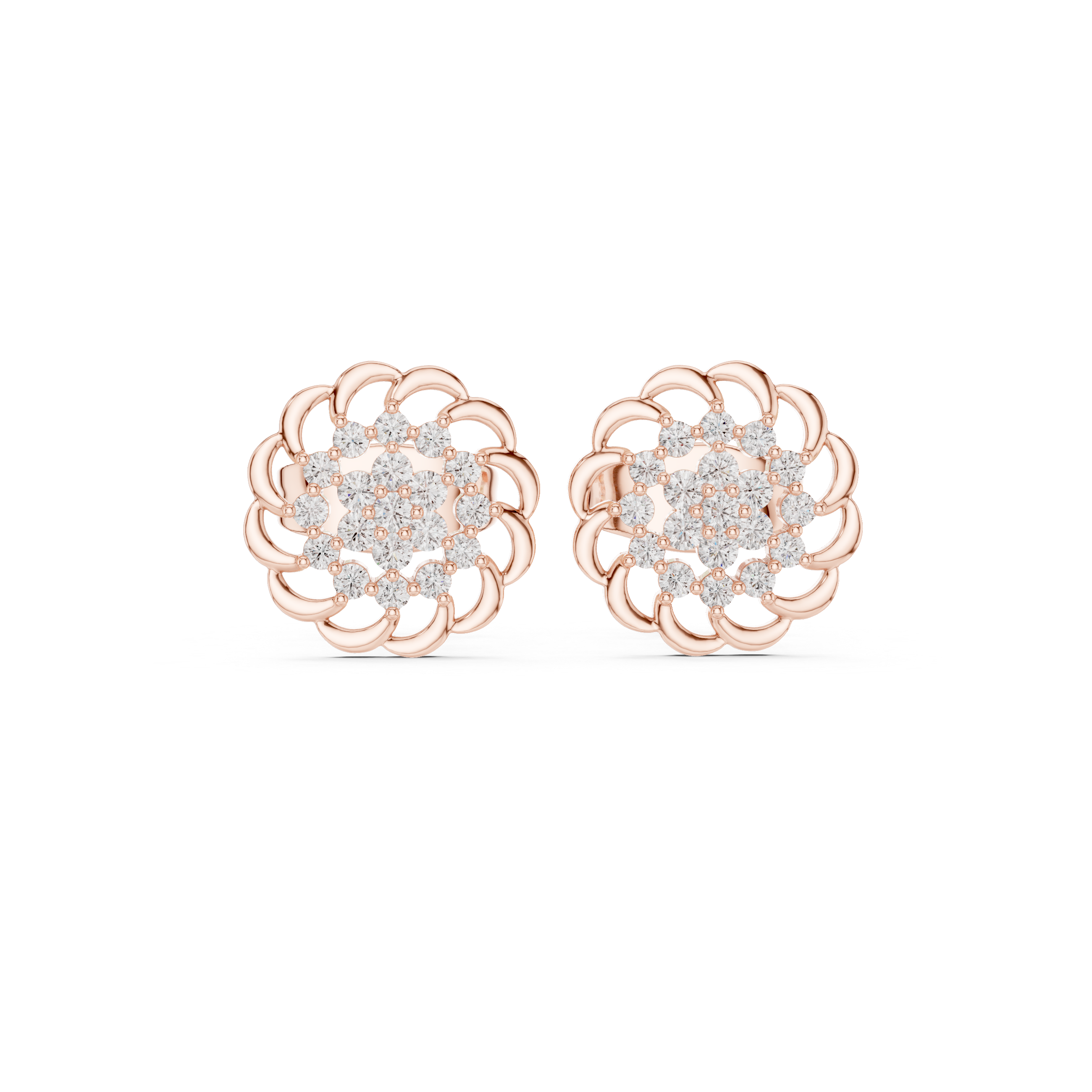 Earrings with Floral-Inspired Diamond Cluster Design
