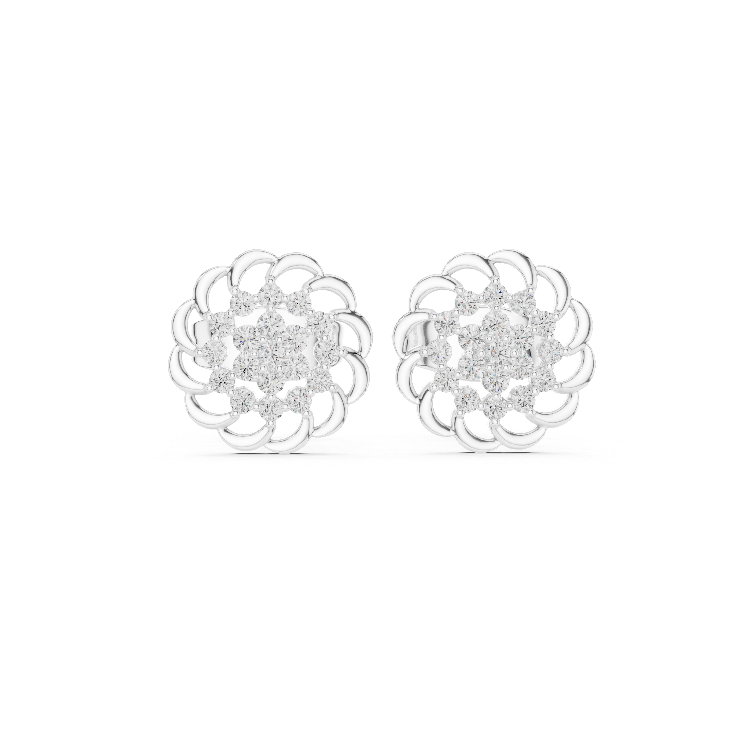 Earrings with Floral-Inspired Diamond Cluster Design