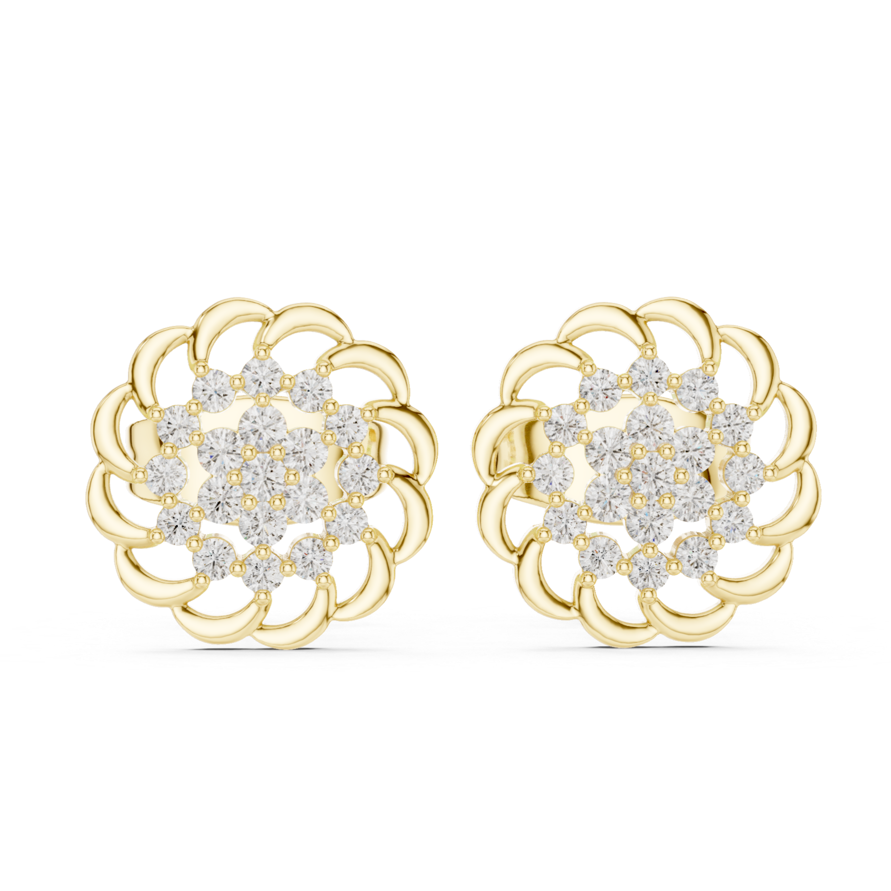 Earrings with Floral-Inspired Diamond Cluster Design