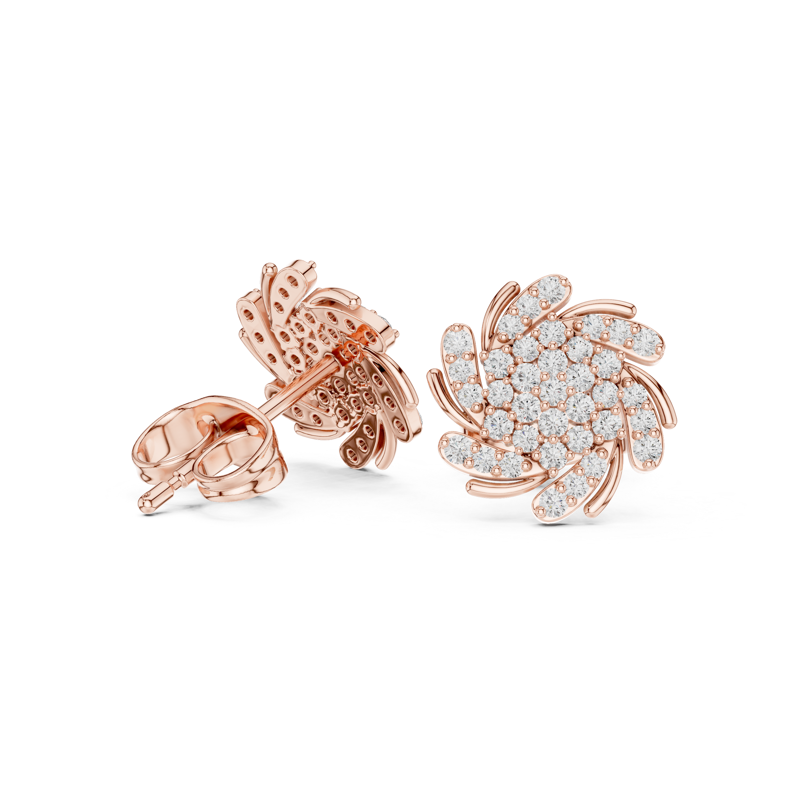 Floral Cluster of Pavé Diamonds Design