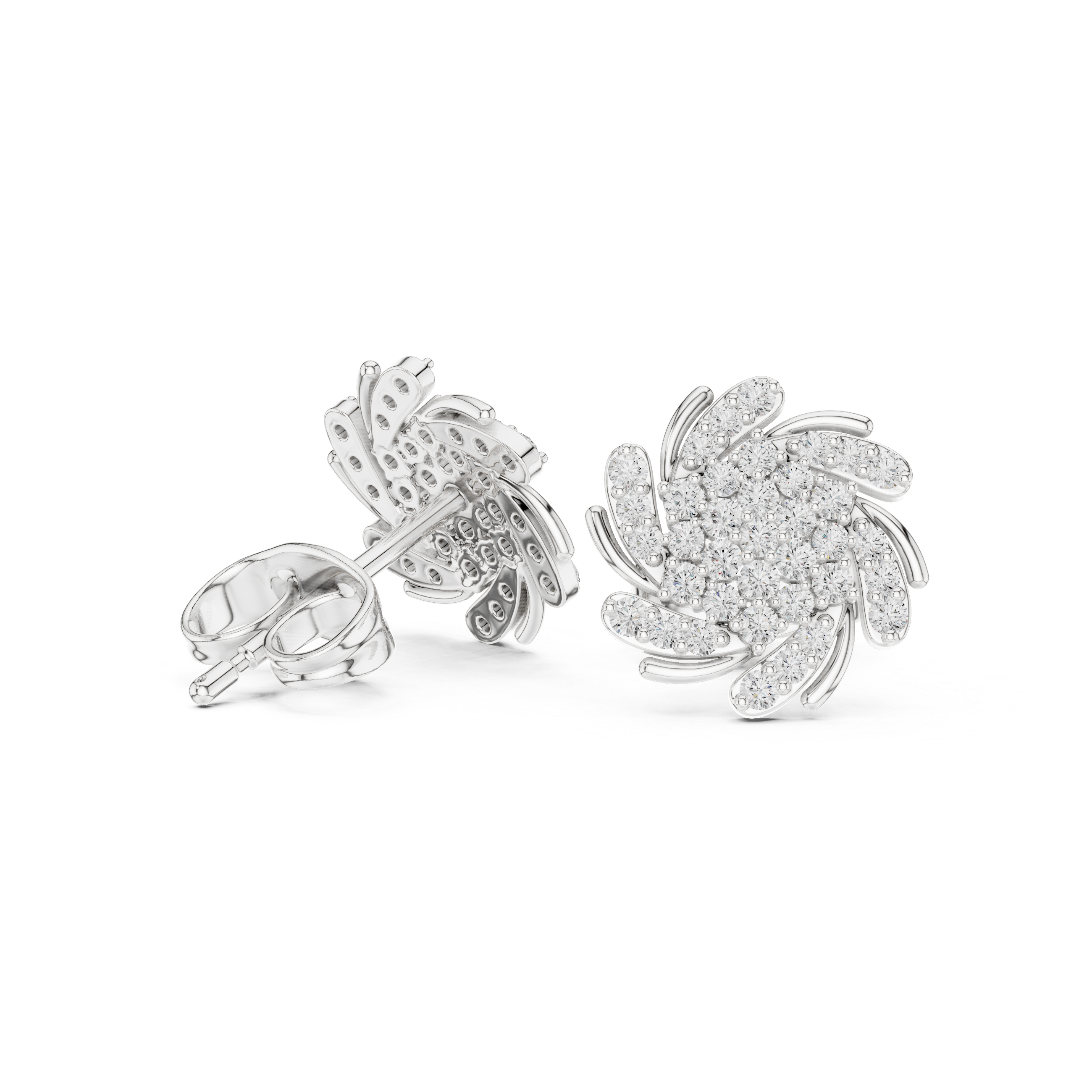 Floral Cluster of Pavé Diamonds Design