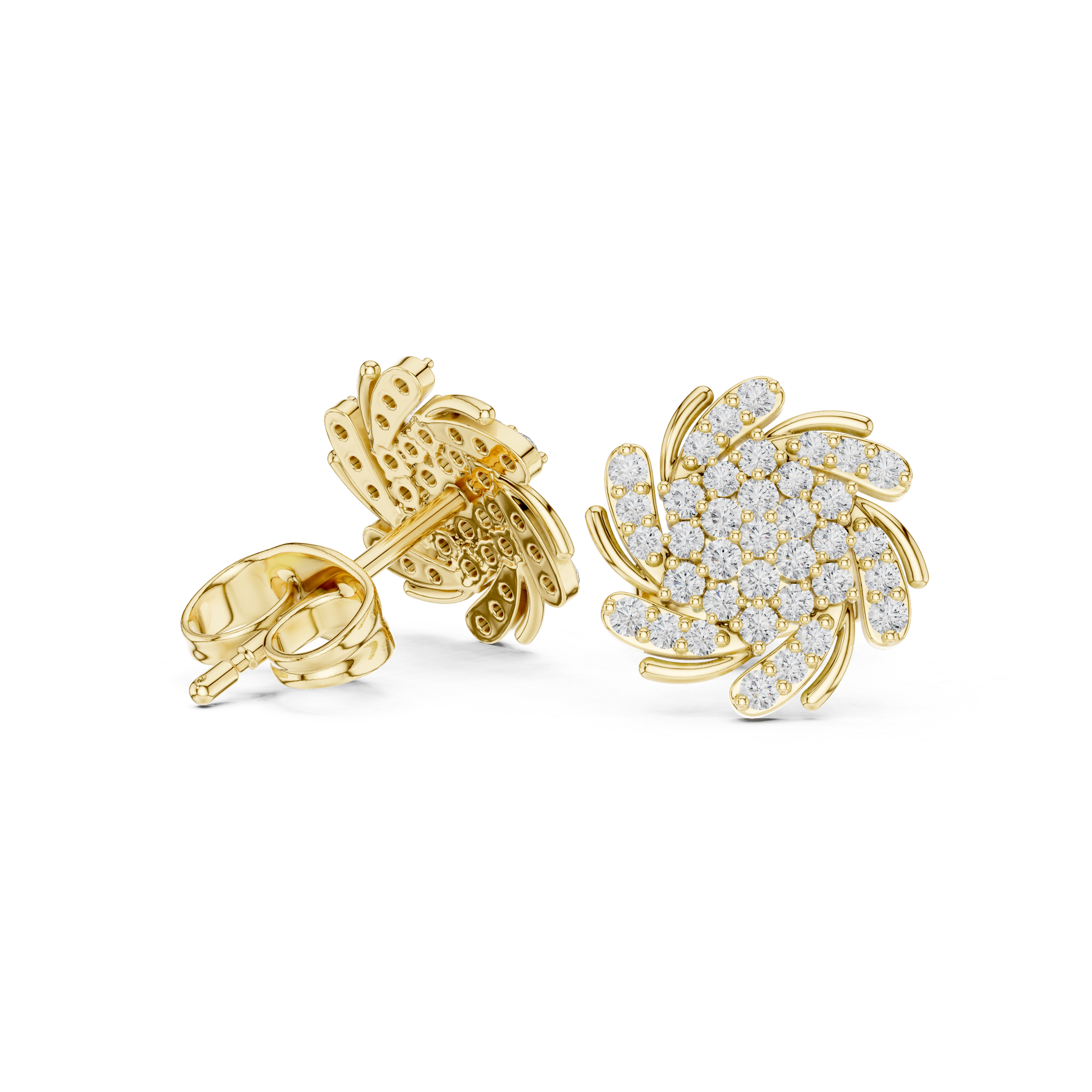 Floral Cluster of Pavé Diamonds Design