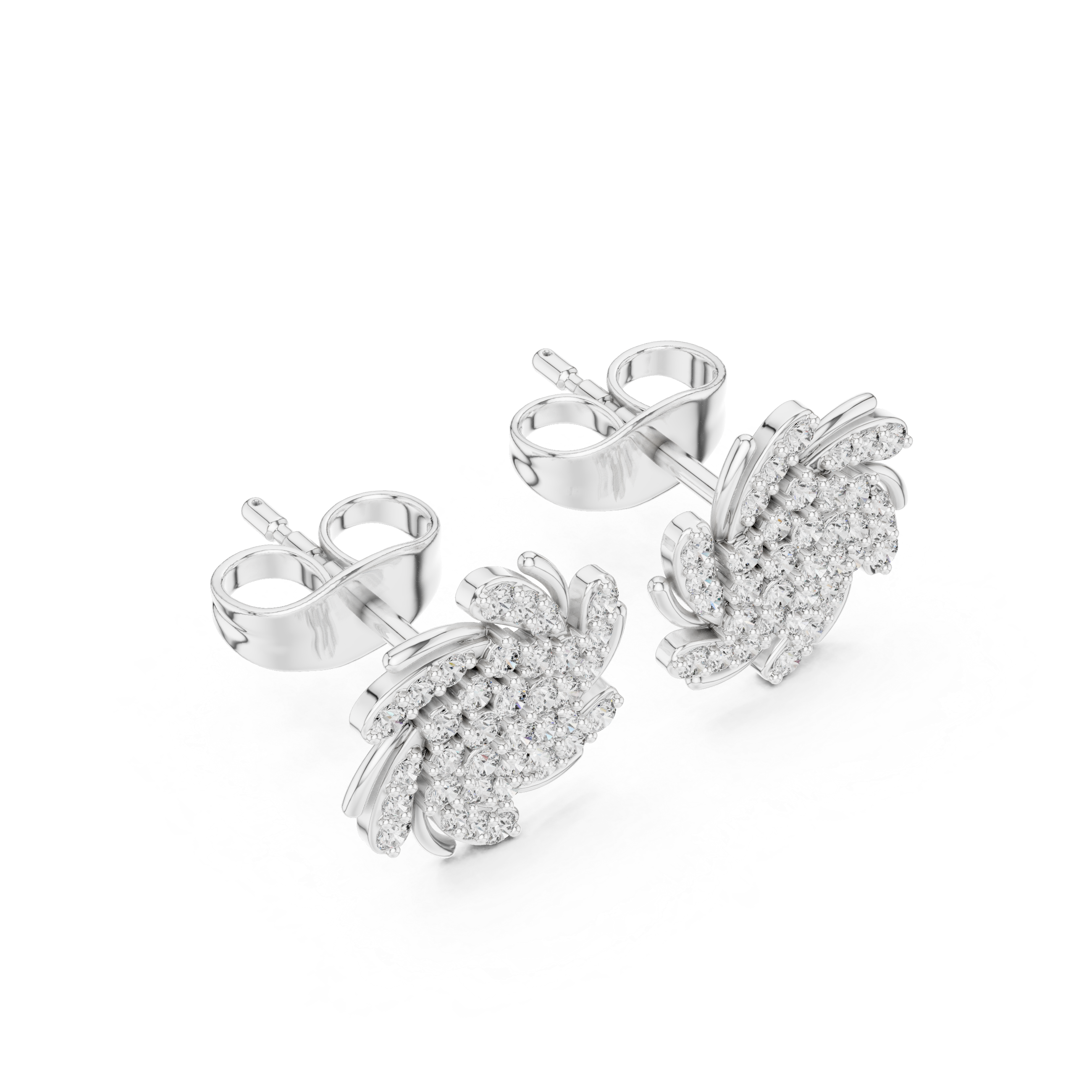 Floral Cluster of Pavé Diamonds Design