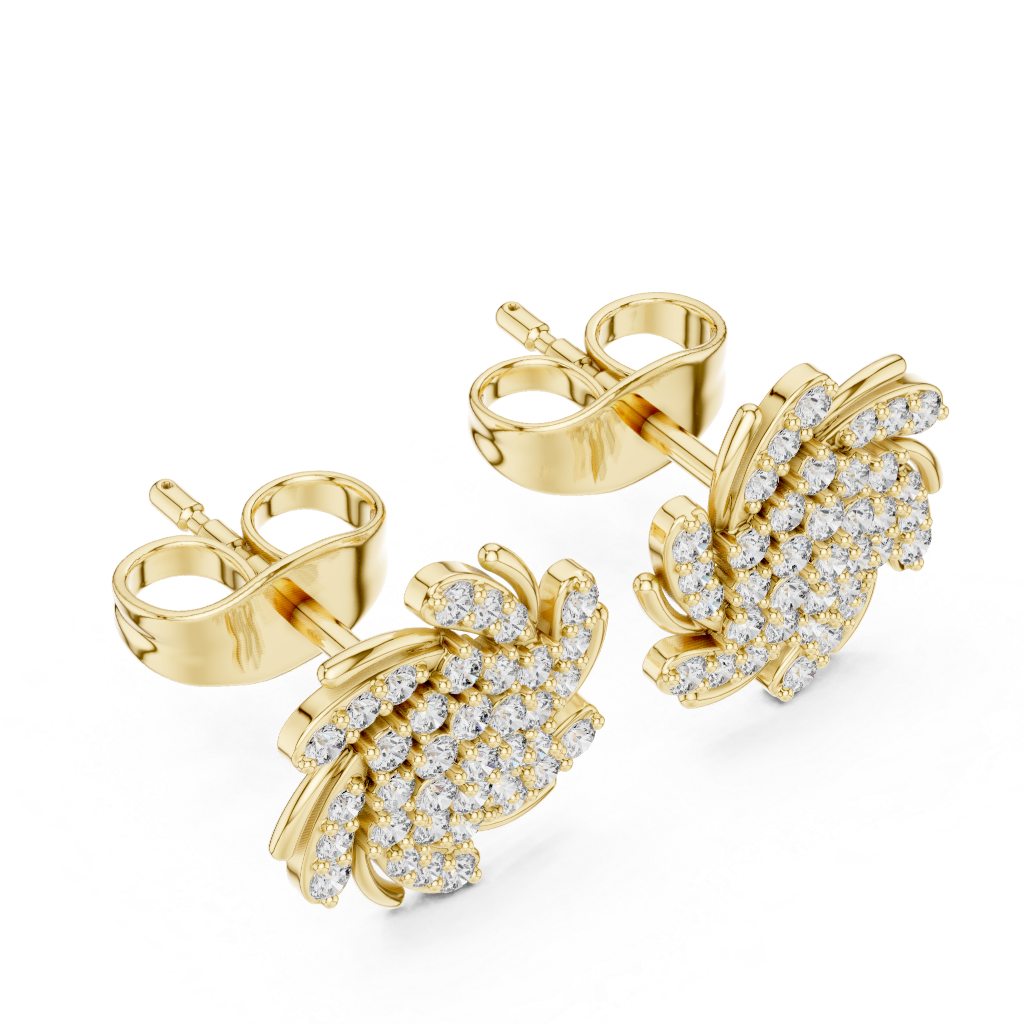 Floral Cluster of Pavé Diamonds Design