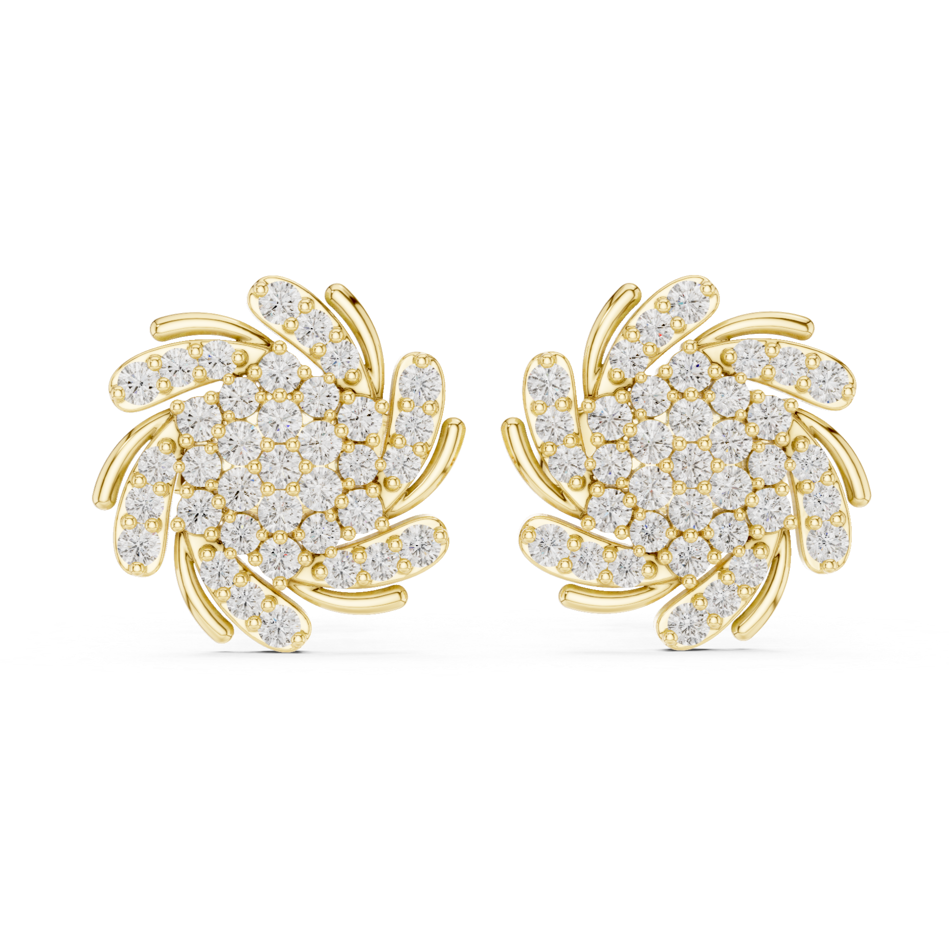 Floral Cluster of Pavé Diamonds Design