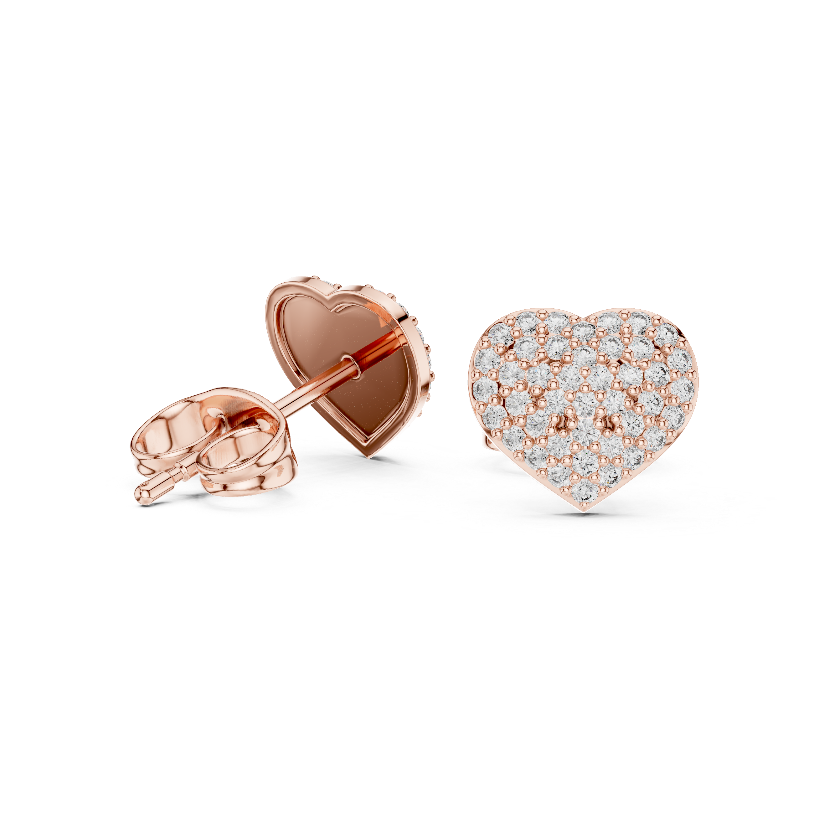 heart-shaped stud earrings encrusted