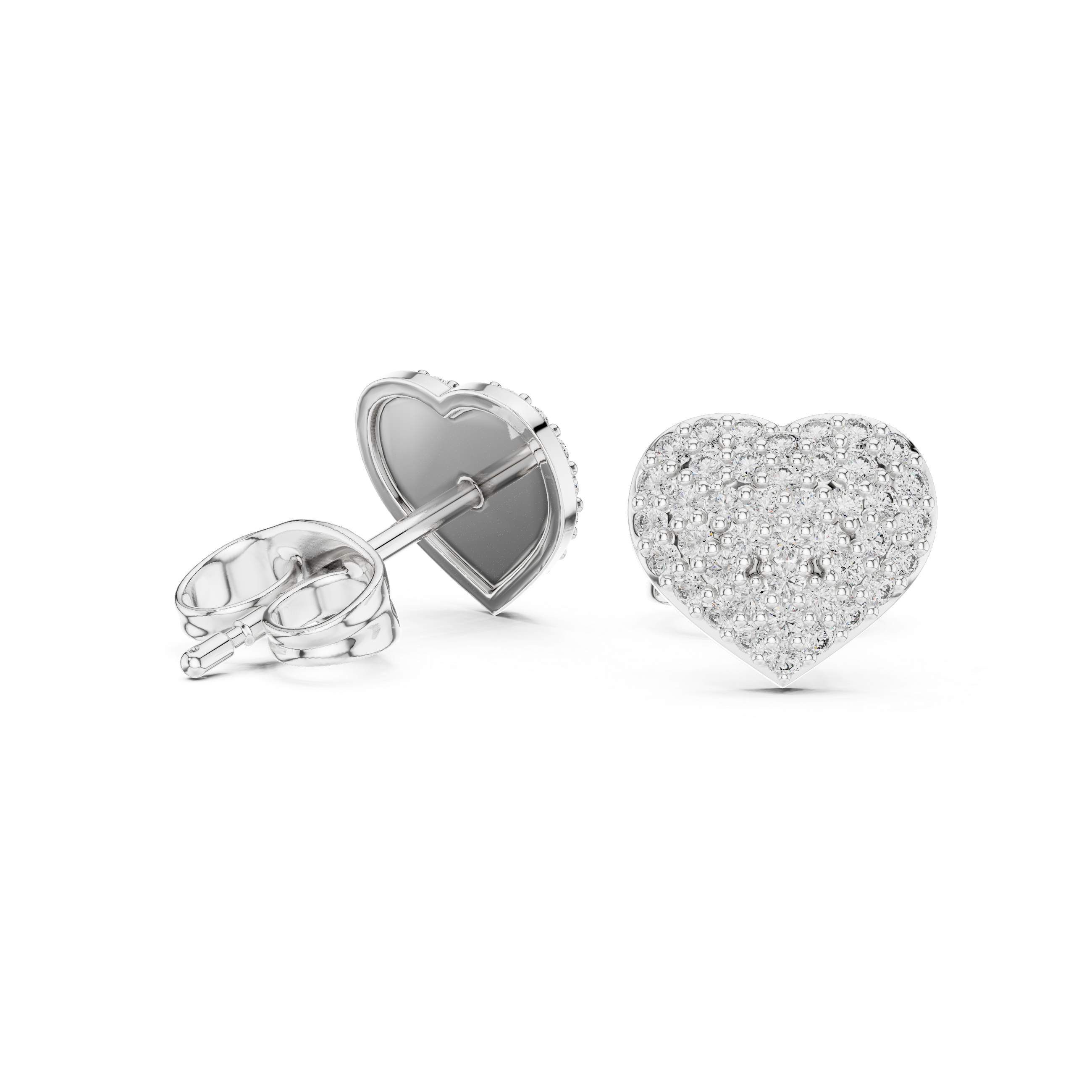 heart-shaped stud earrings encrusted