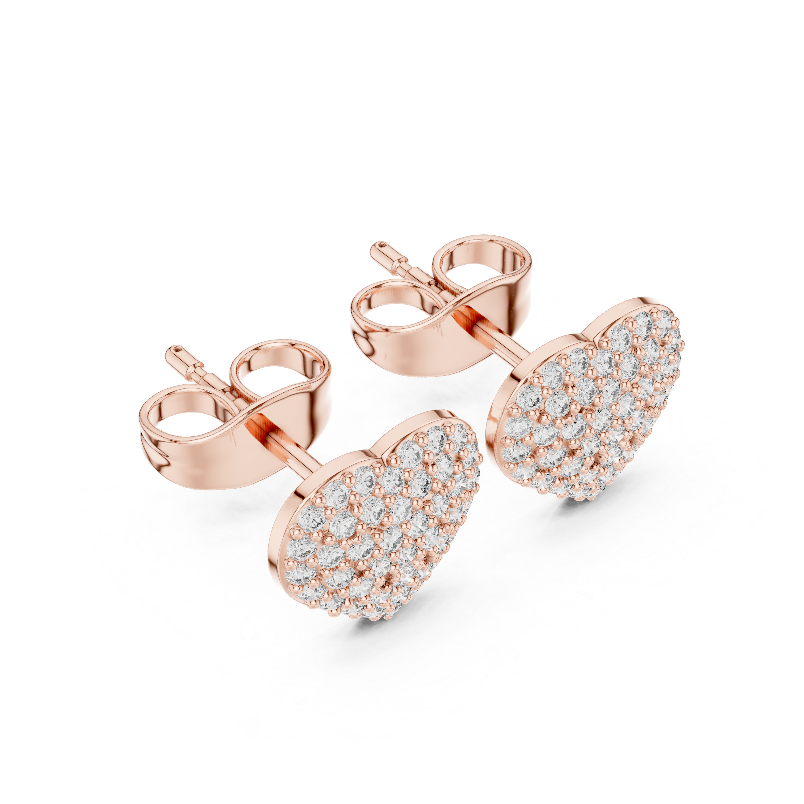 heart-shaped stud earrings encrusted
