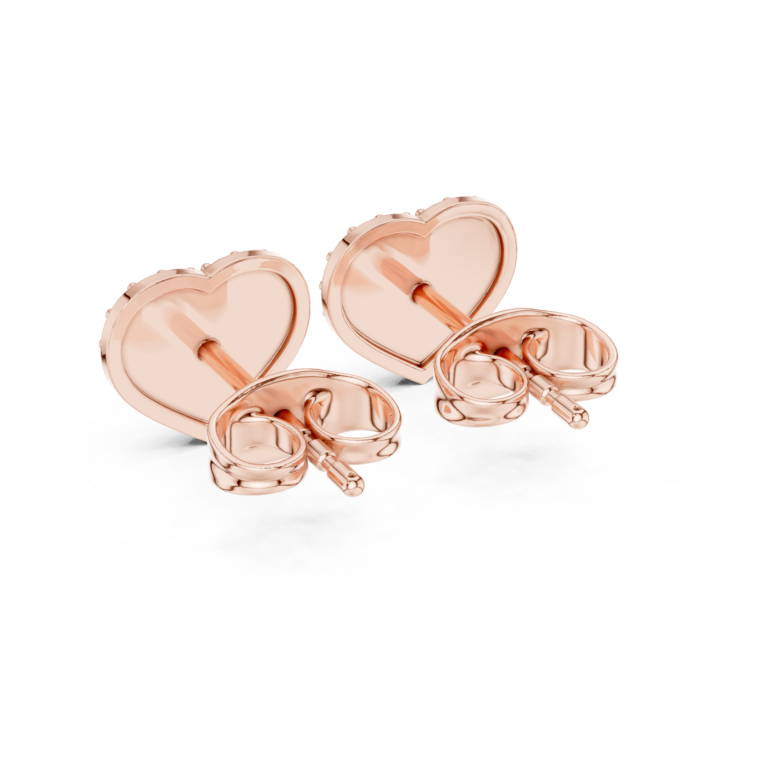 heart-shaped stud earrings encrusted