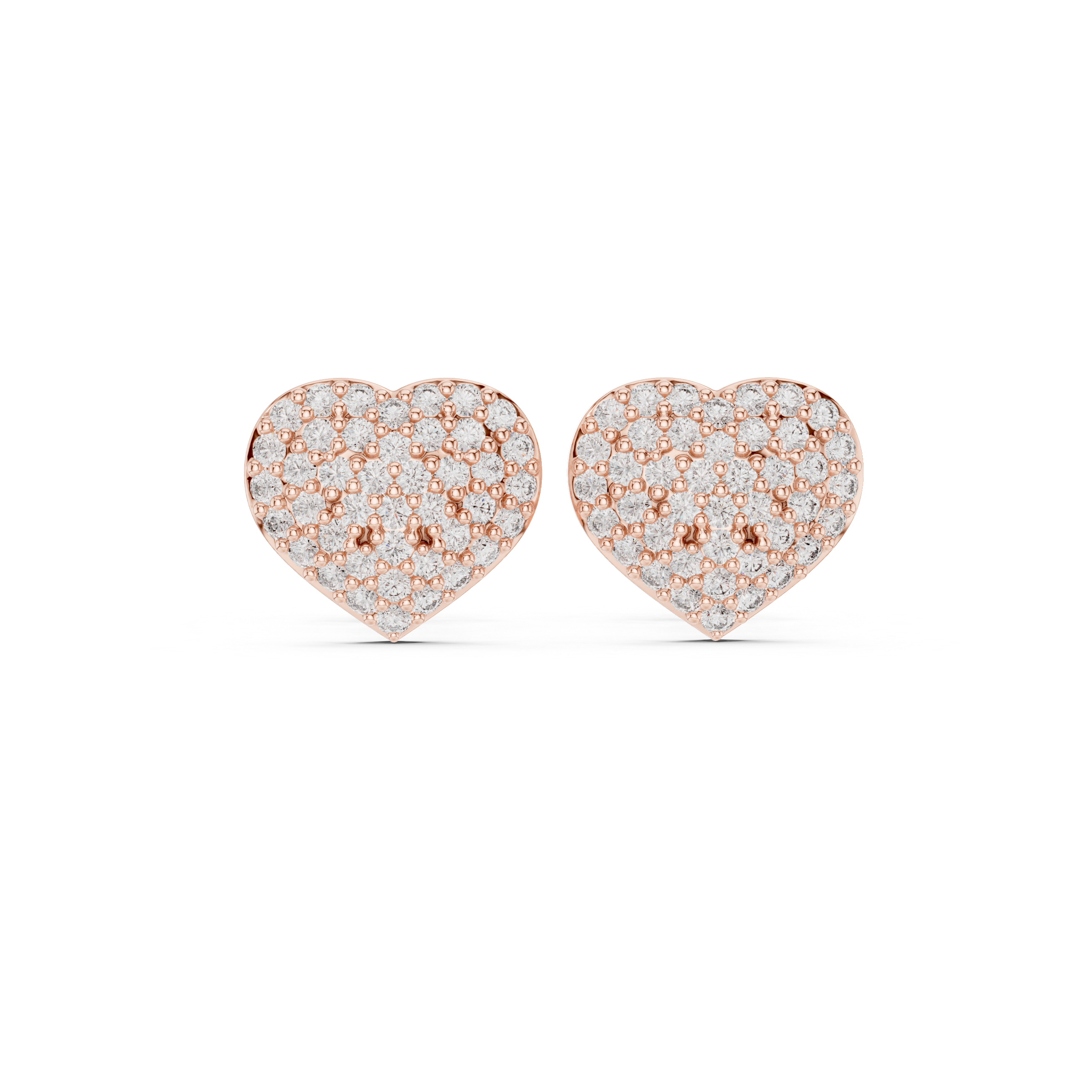 heart-shaped stud earrings encrusted