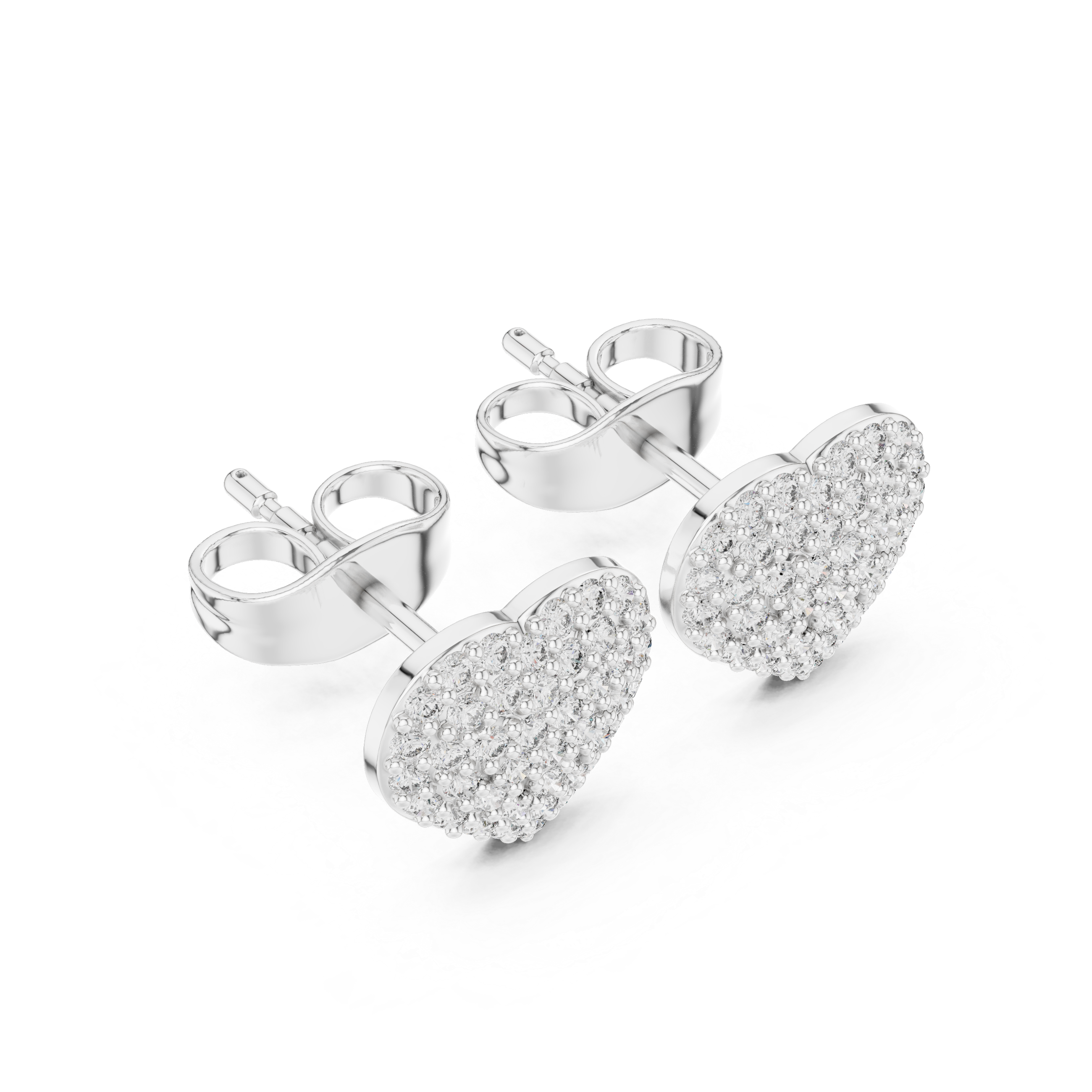 heart-shaped stud earrings encrusted