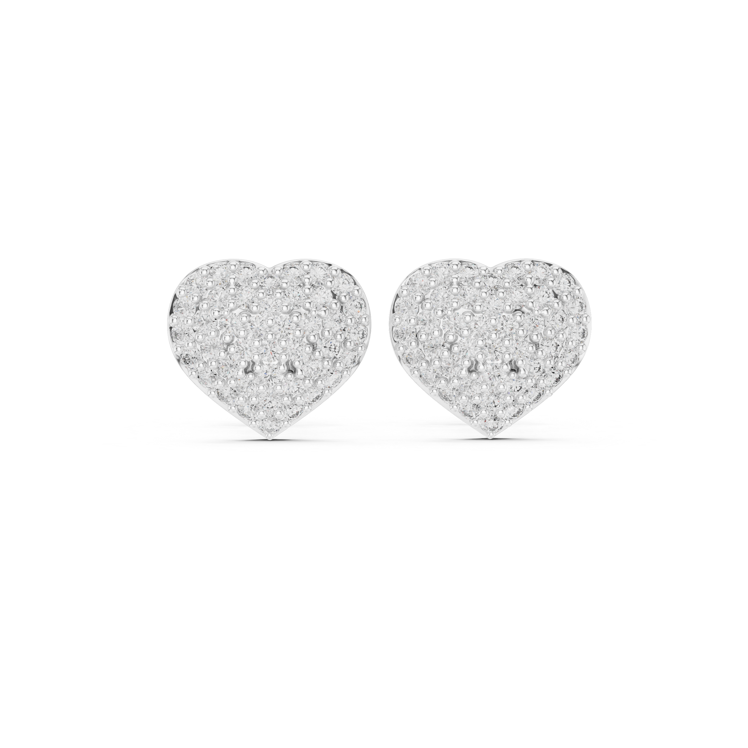 heart-shaped stud earrings encrusted