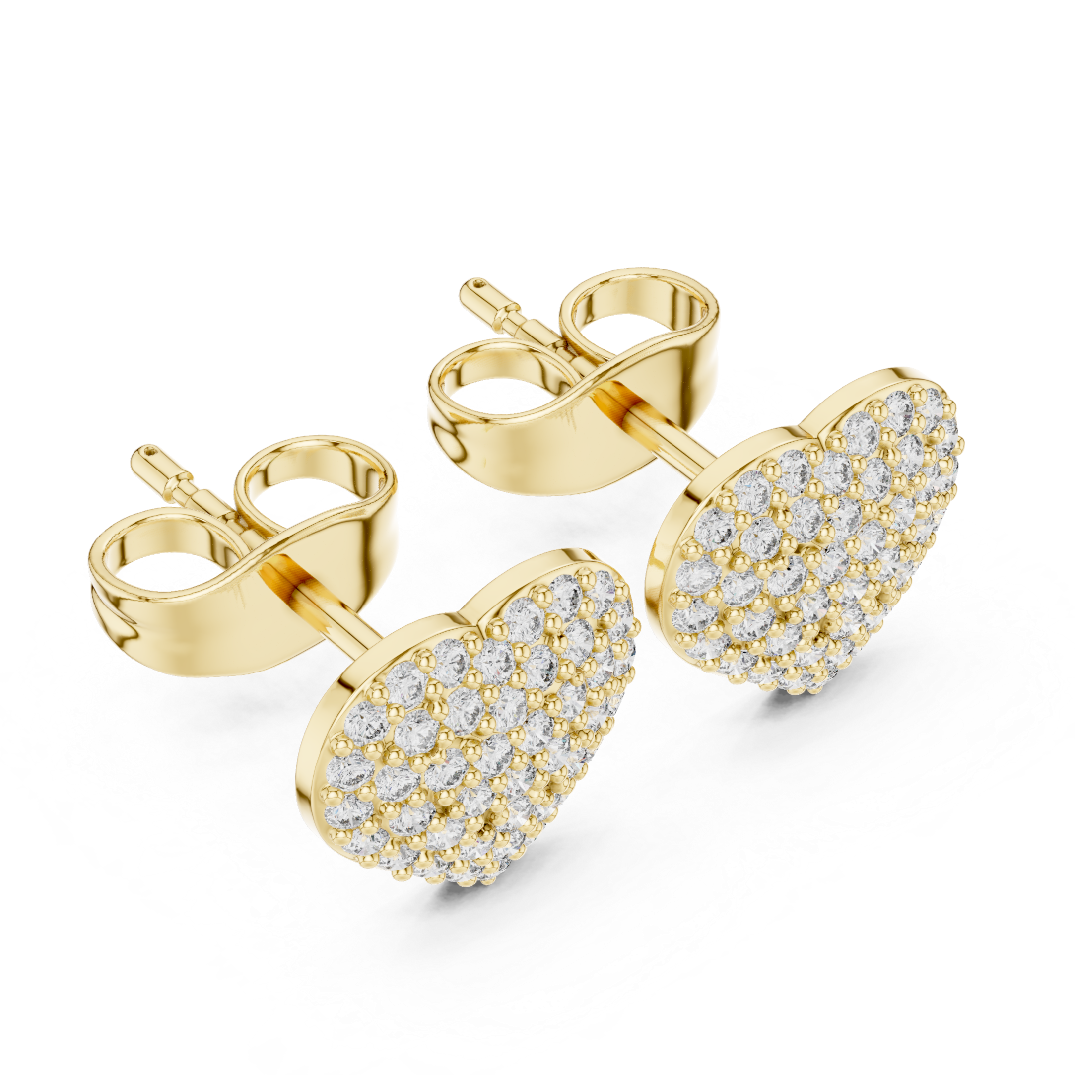 heart-shaped stud earrings encrusted