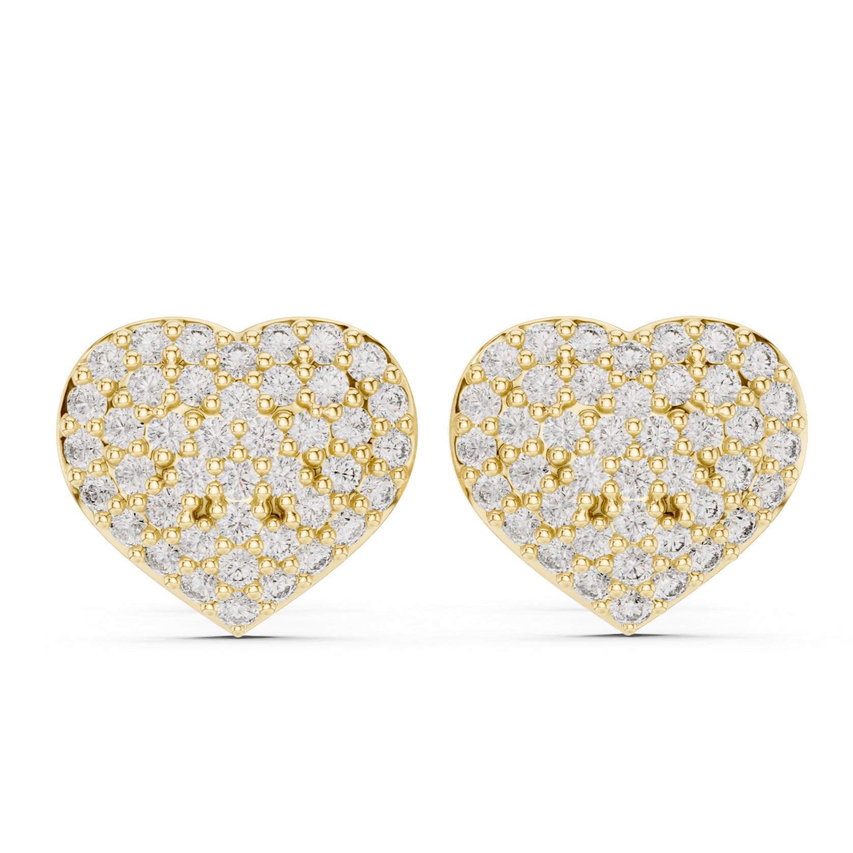 heart-shaped stud earrings encrusted